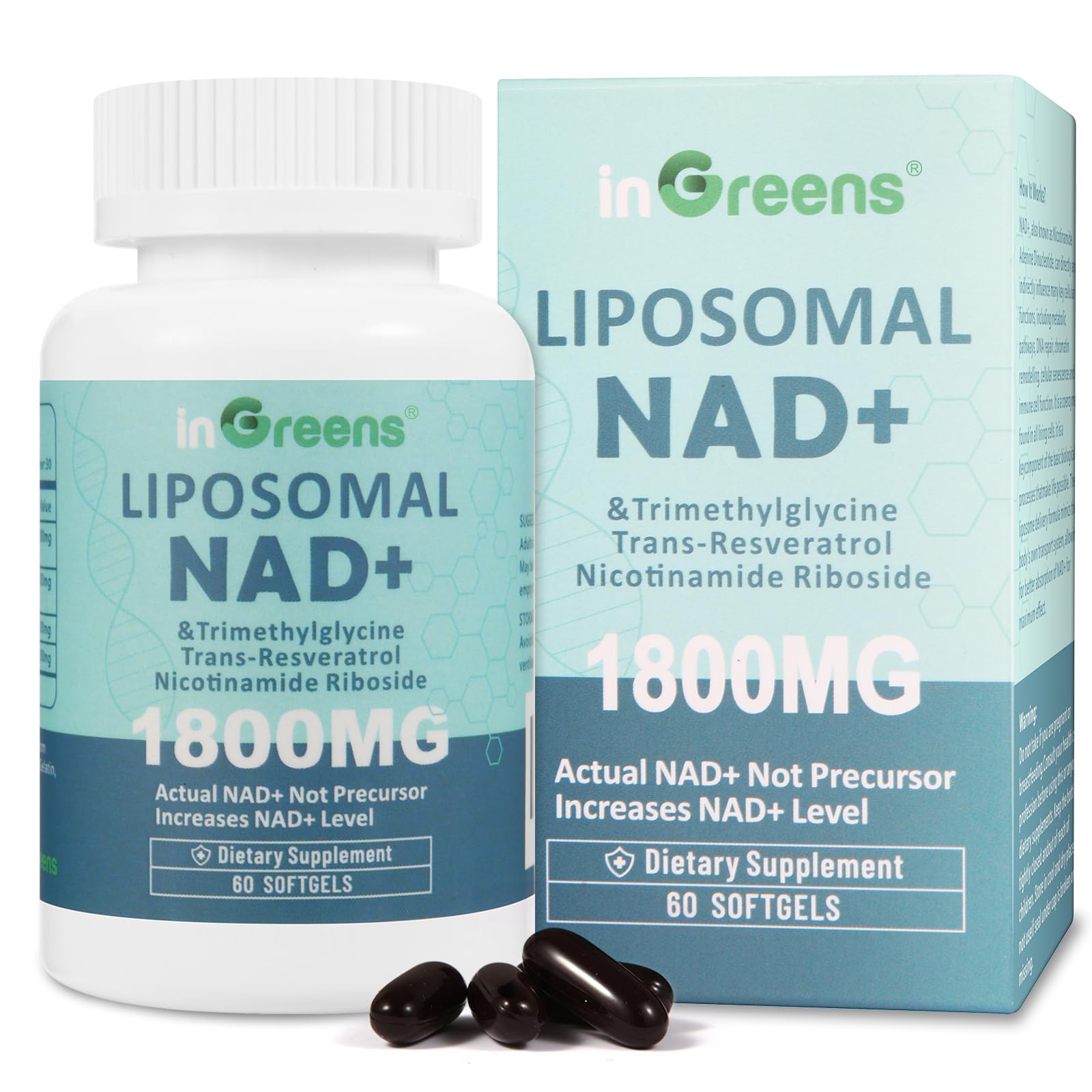 inGreens Liposomal NAD+ Supplement 1800 mg Softgels, 60 Count