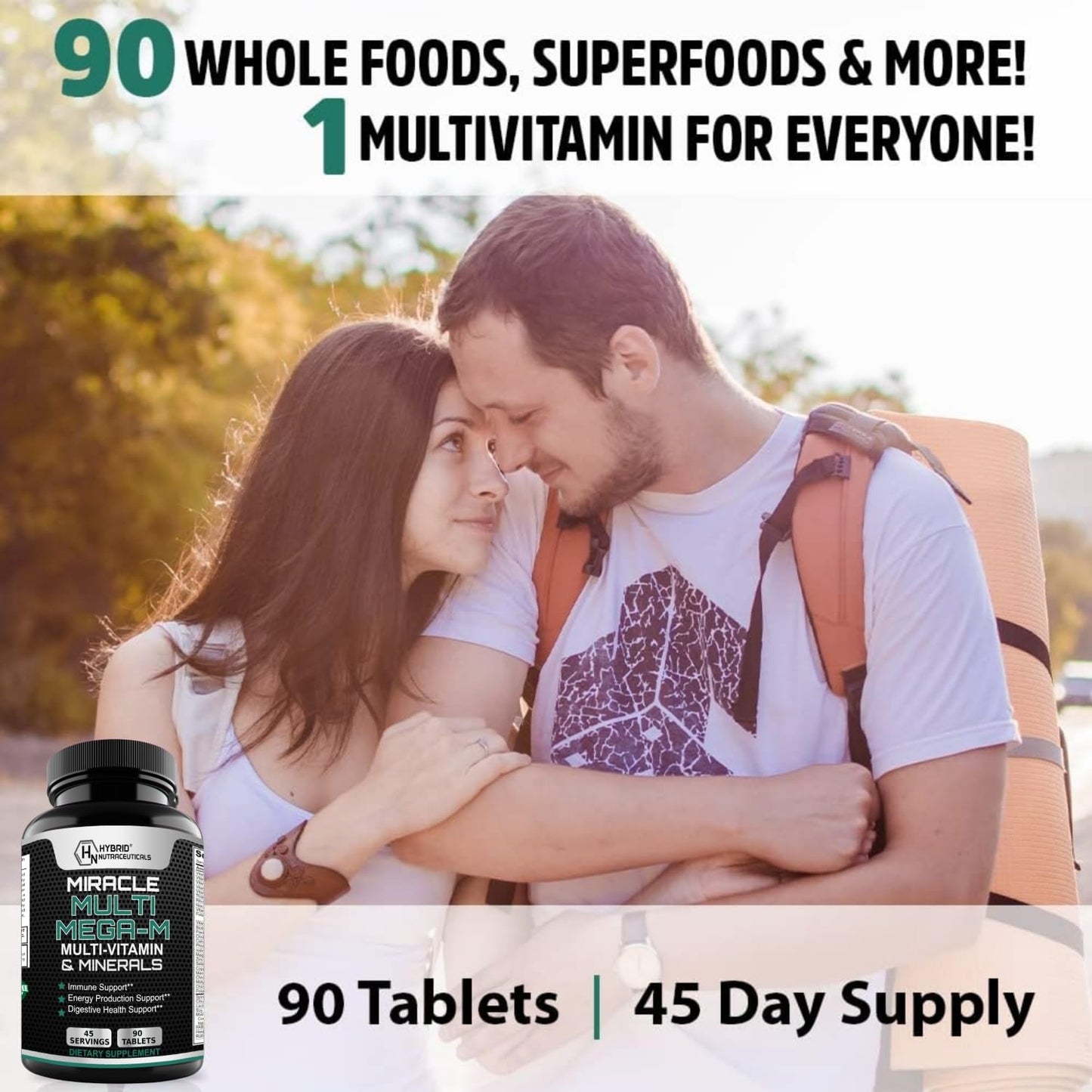Hybrid Nutraceuticals MEGA-M Multivitamin for Men and Women Tablet, 90 Count