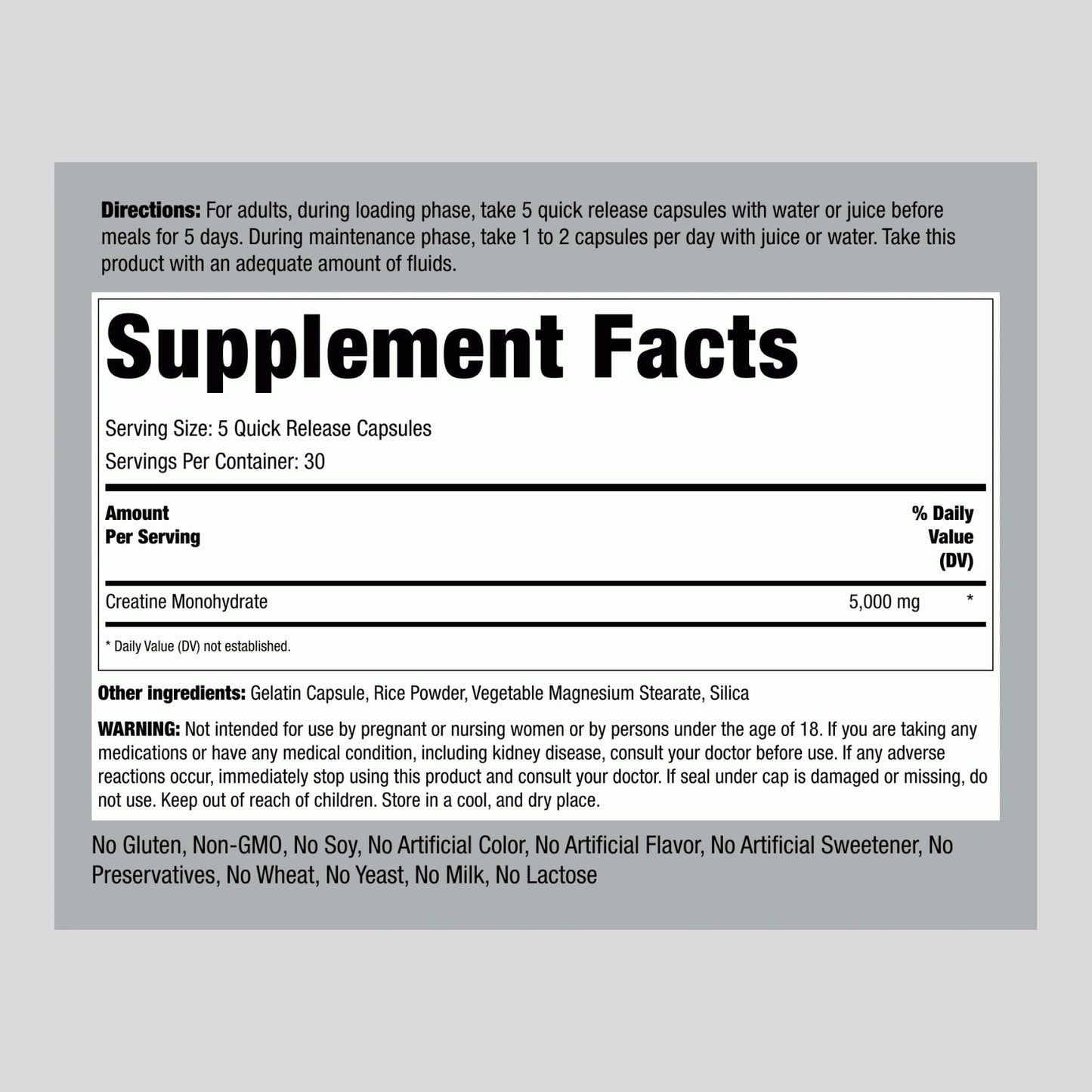 Piping Rock Creatine Monohydrate Capsules, 150 Capsules