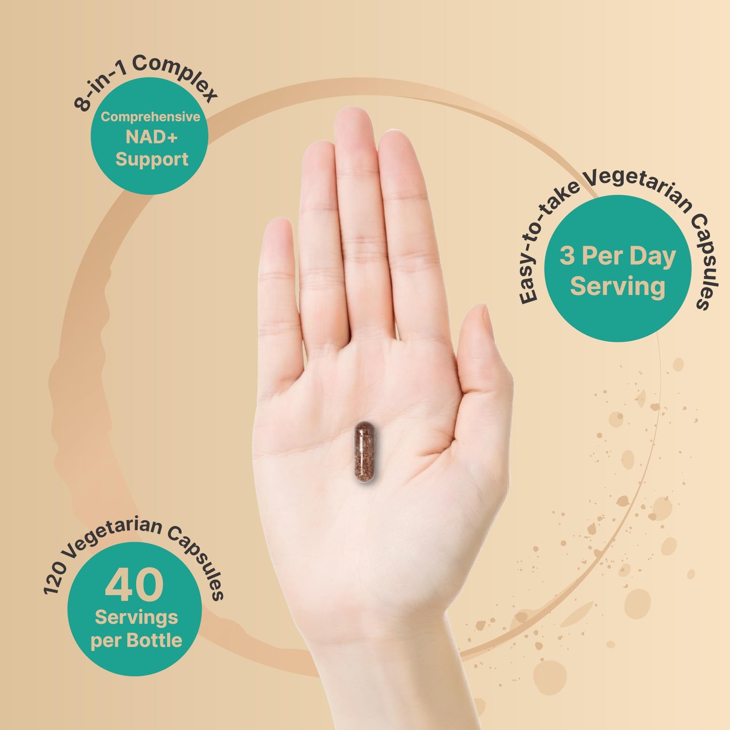 NatureBell Liposomal NAD+ 8-in-1 Complex 2000mg Per Serving, 120 Vegetarian Capsules
