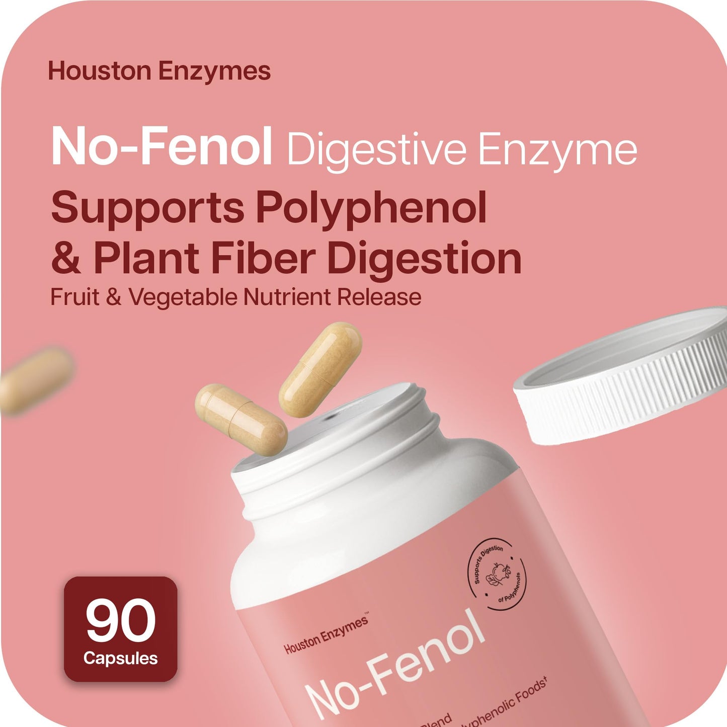 Houston Enzymes No-Fenol Digestive Enzyme Supplement Capsules 90