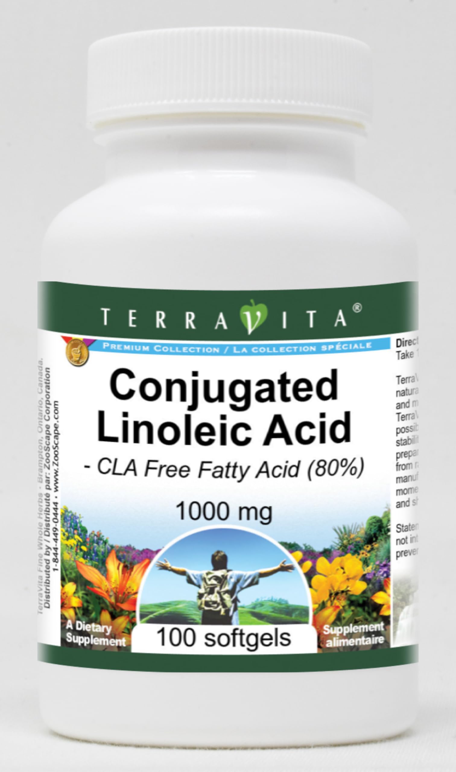 Terravita Conjugated Linoleic Acid Free Fatty Acid 80% 1000 mg Softgels 100