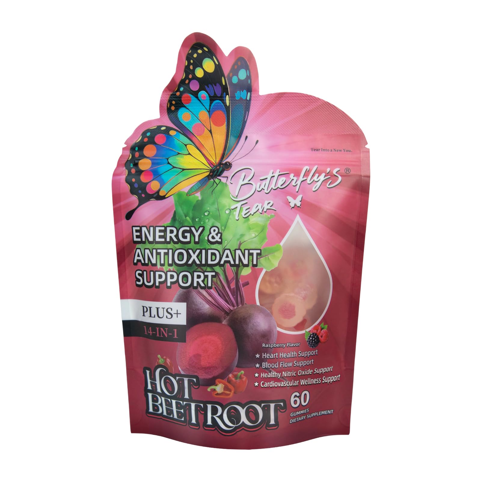BUTTERFLY'S TEAR Beet Root Gummies Gummy 60 Count