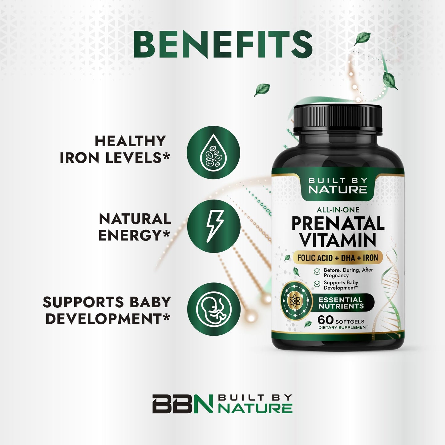 Built by Nature Prenatal Vitamins for Women Softgel, 60 Softgels