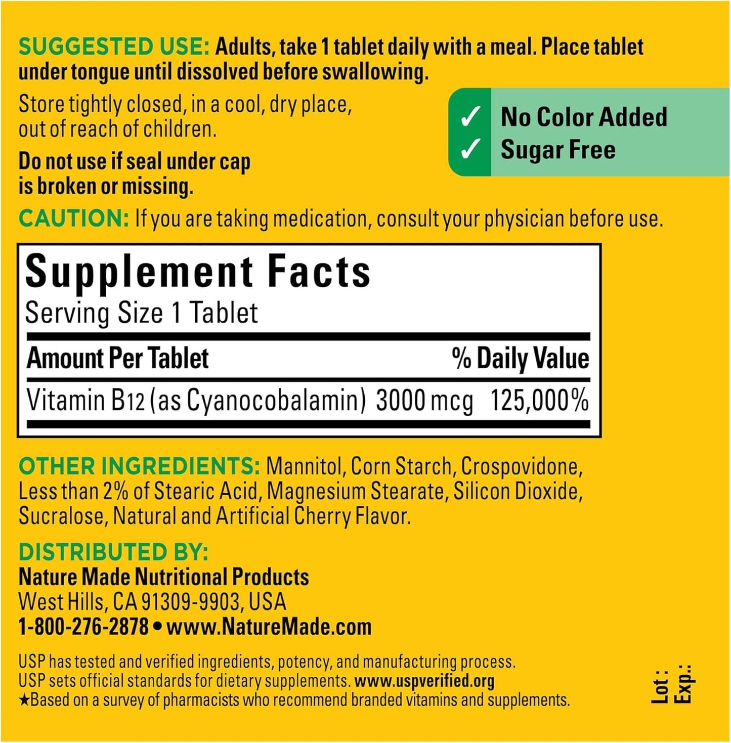 Nature Made Vitamin B-12 3000 mcg Micro Lozenges, 120 Count