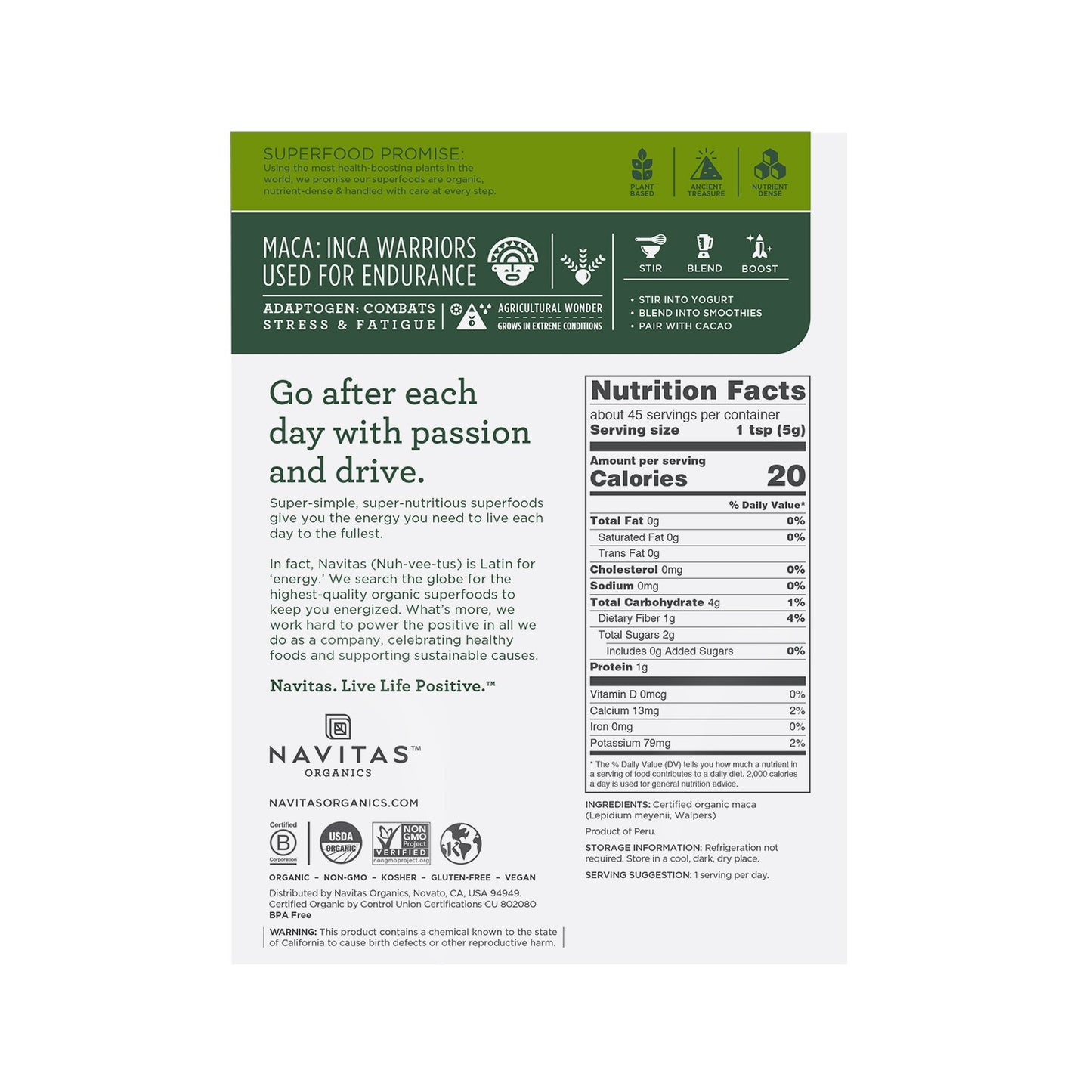 Navitas Organics Maca Powder 8 oz