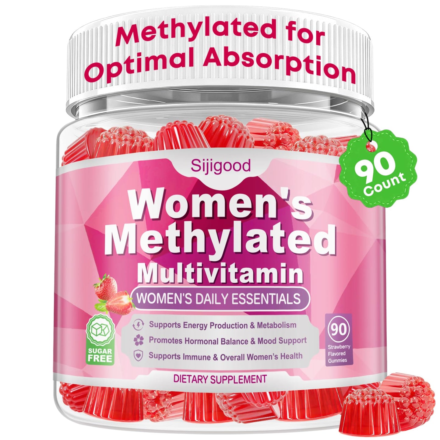 Sijigood Methylated Multivitamin Gummies for Women 90 Count