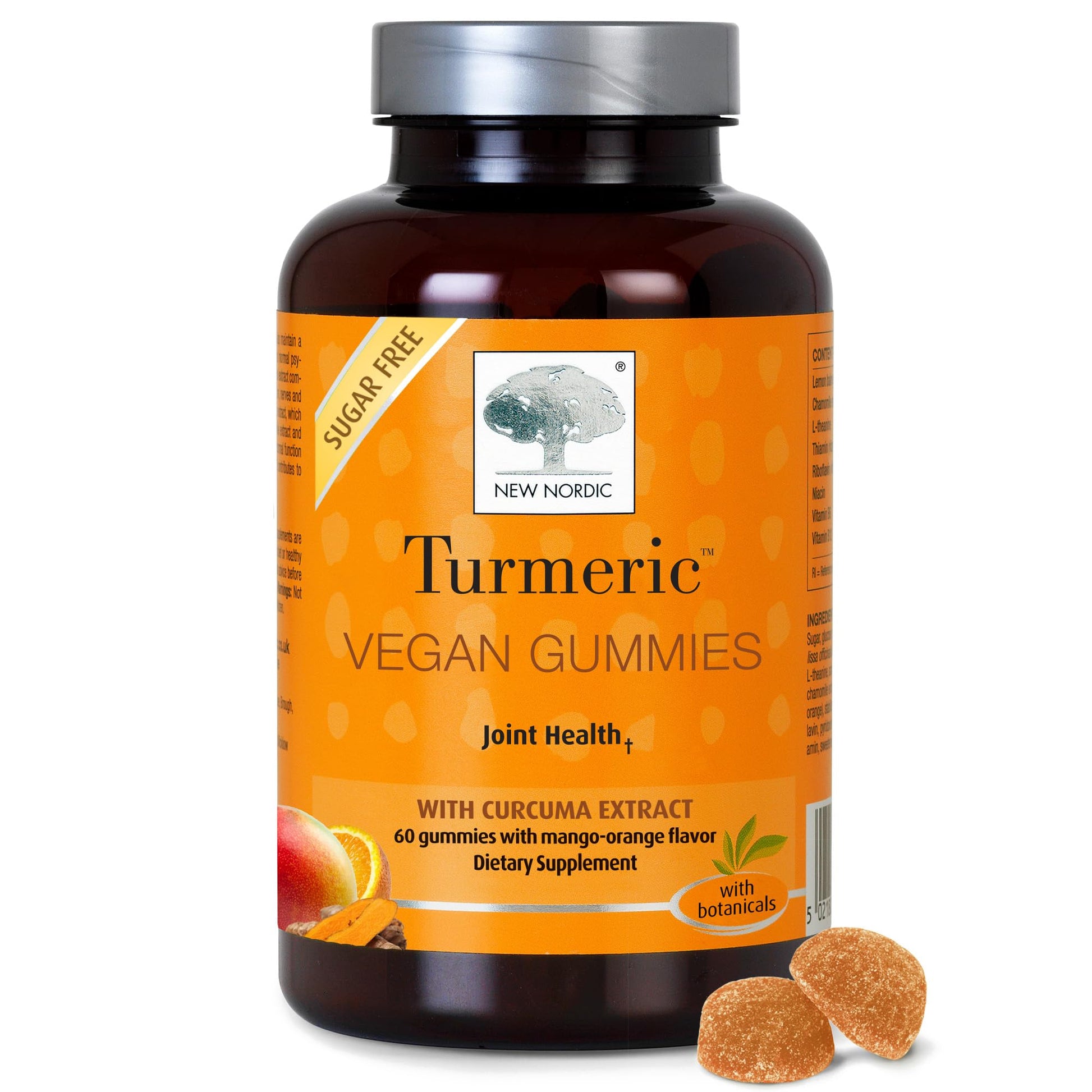 NEW NORDIC Turmeric Curcumin Gummies 300 mg Turmeric, Sugar Free, 60 Gummies