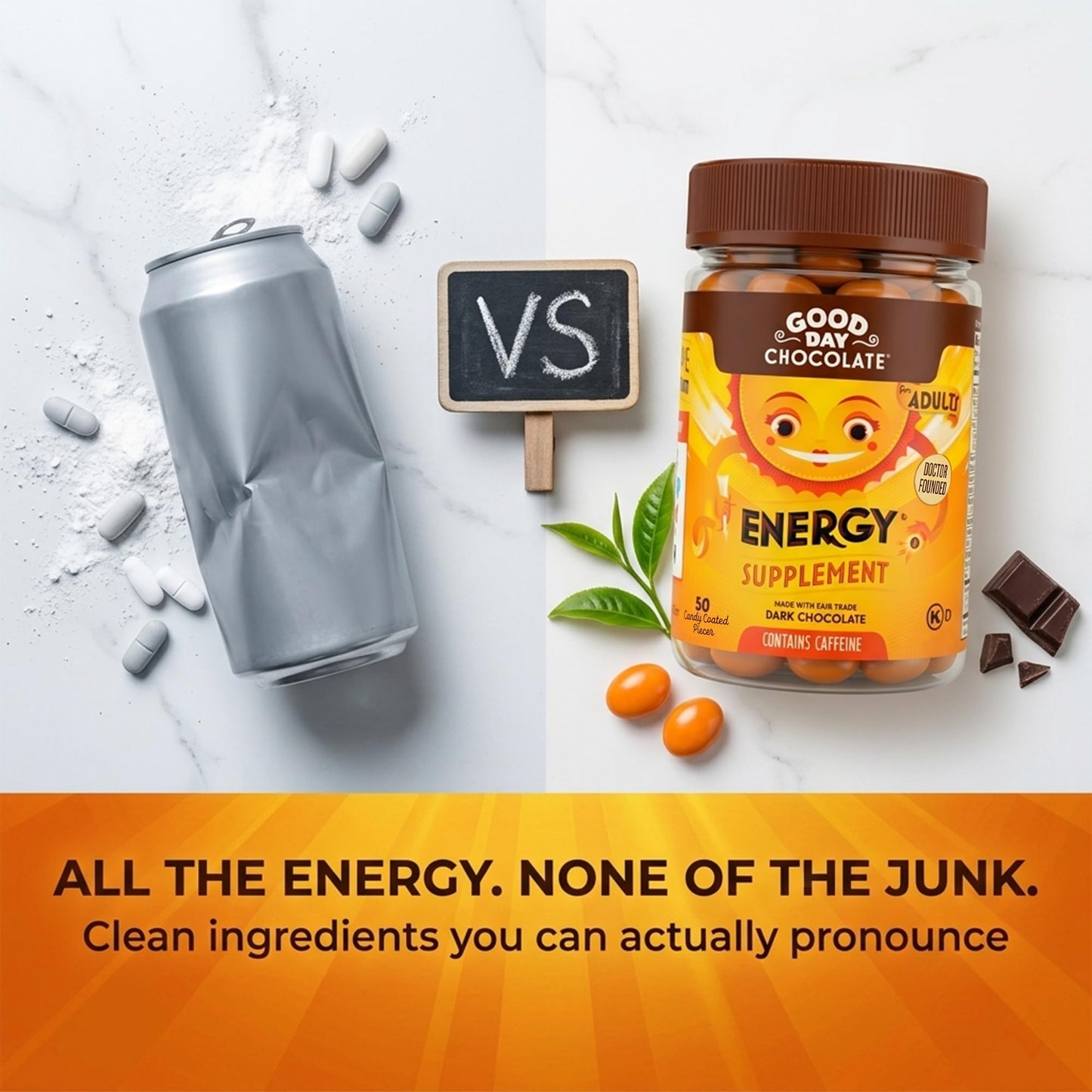 Good Day Chocolate Energy Supplements for Adults Chewable 100 Count