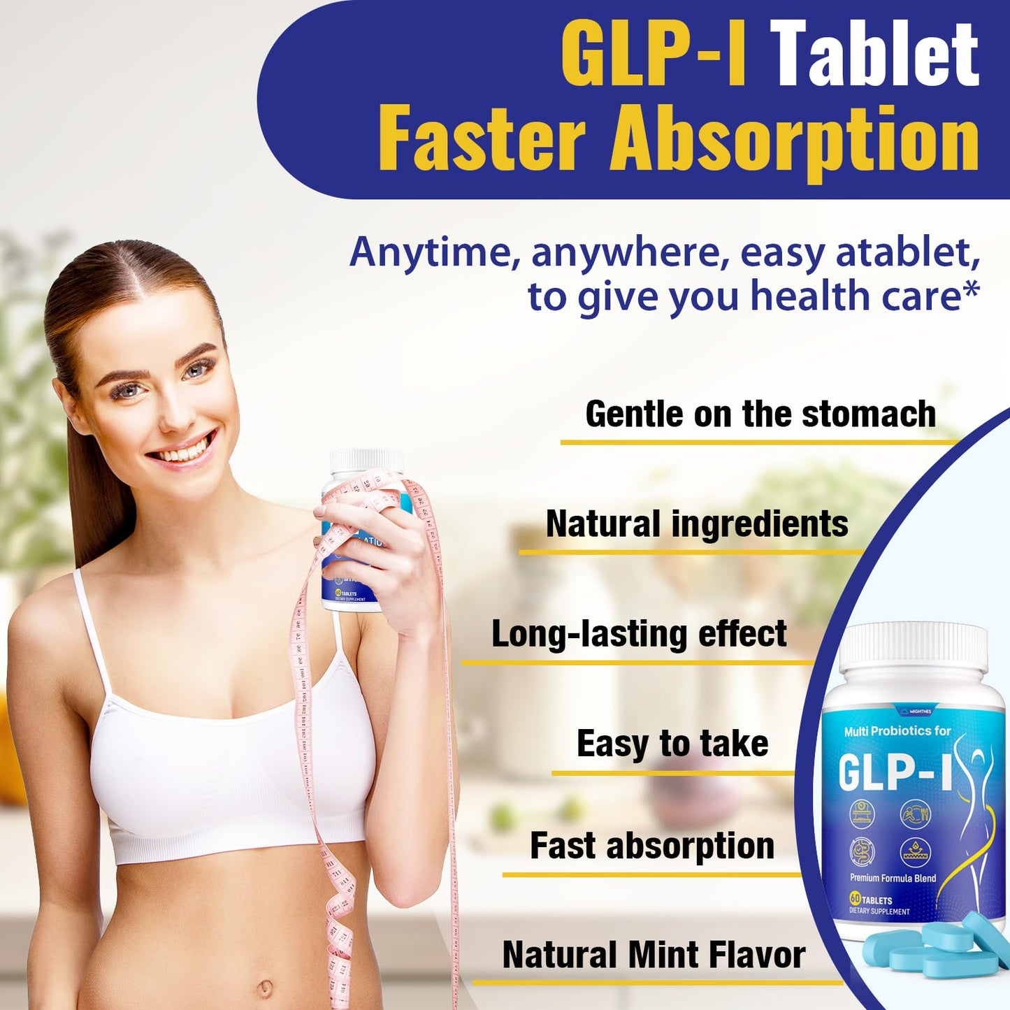 Mightnes GLP-1 Supplement for Women & Men, 60-Count Tablets