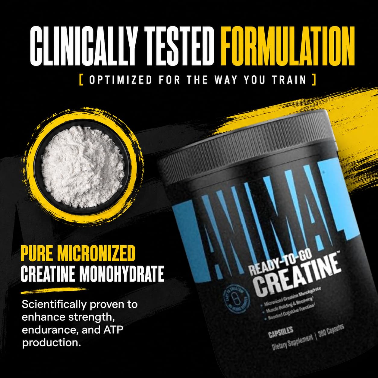 Animal Micronized Creatine Monohydrate Capsules, 300 Count
