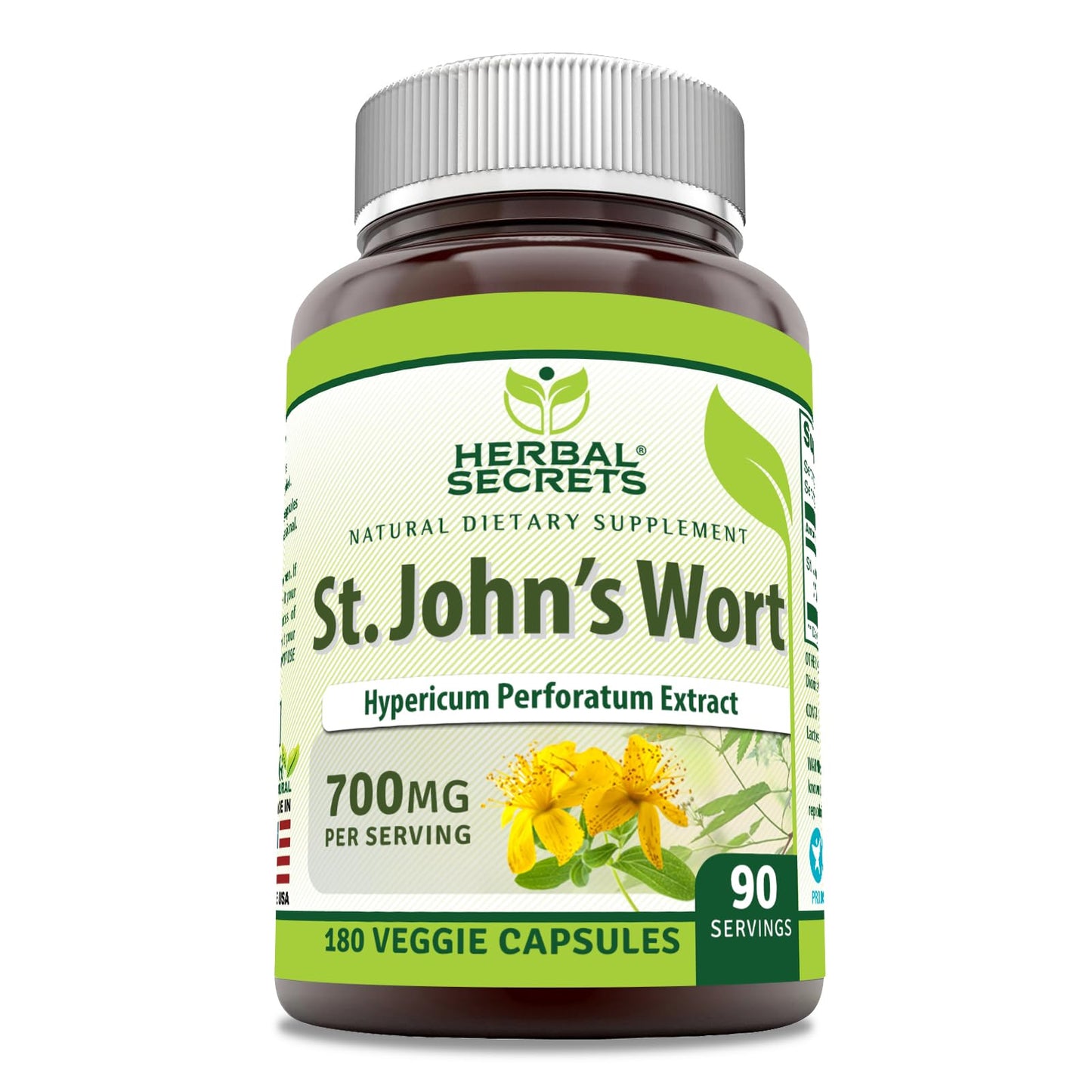 Herbal Secrets St. John's Wort 700 mg Capsule 1 Count, Non-GMO, Gluten-Free, Made in USA