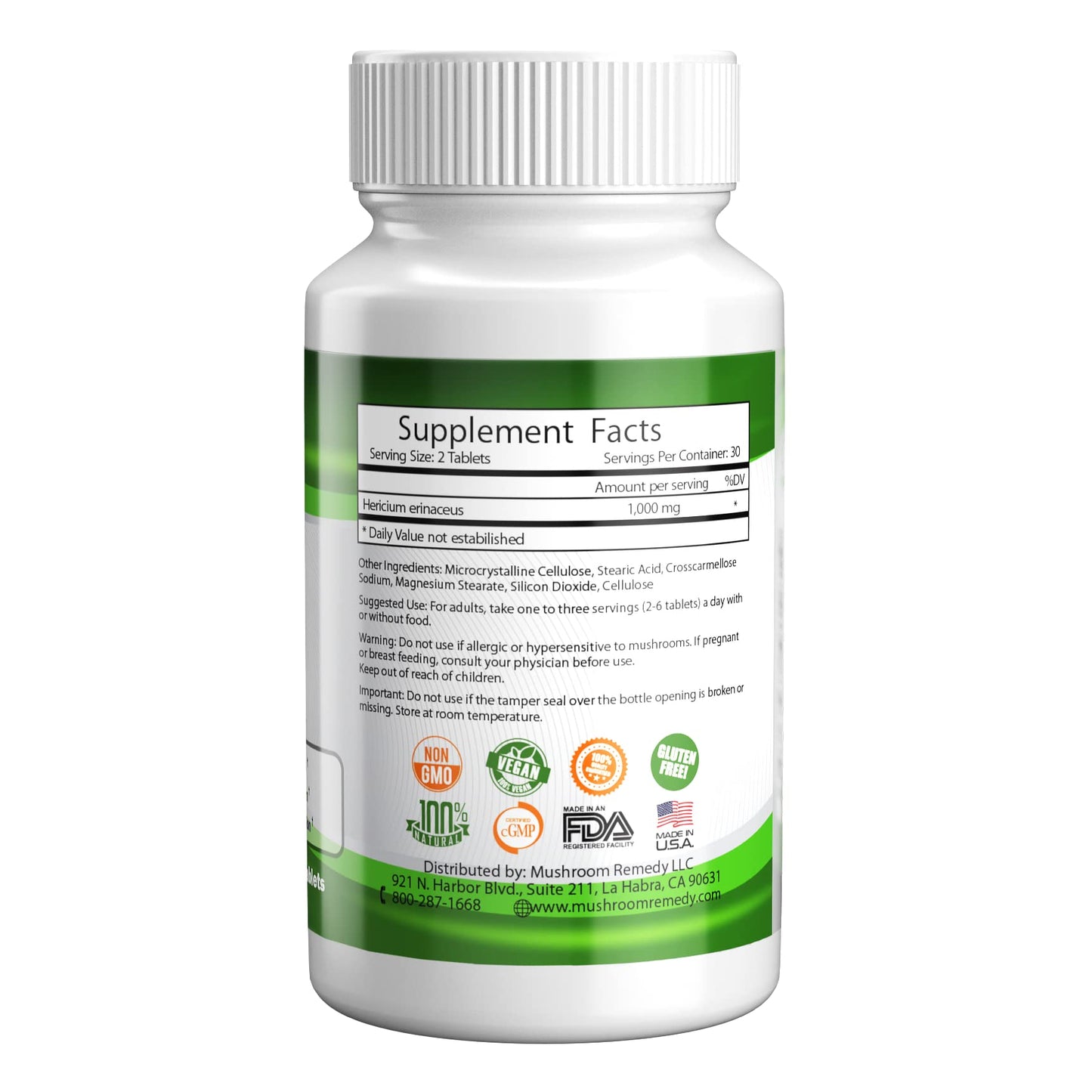 Mushroom Remedy PRO-Nerve & Brain Lion’s Mane Mushroom Extract, 60 Tablets
