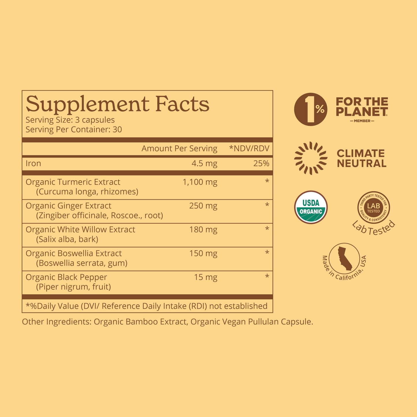 Calgee Organic Turmeric Curcumin Supplement Capsules, 90 Count