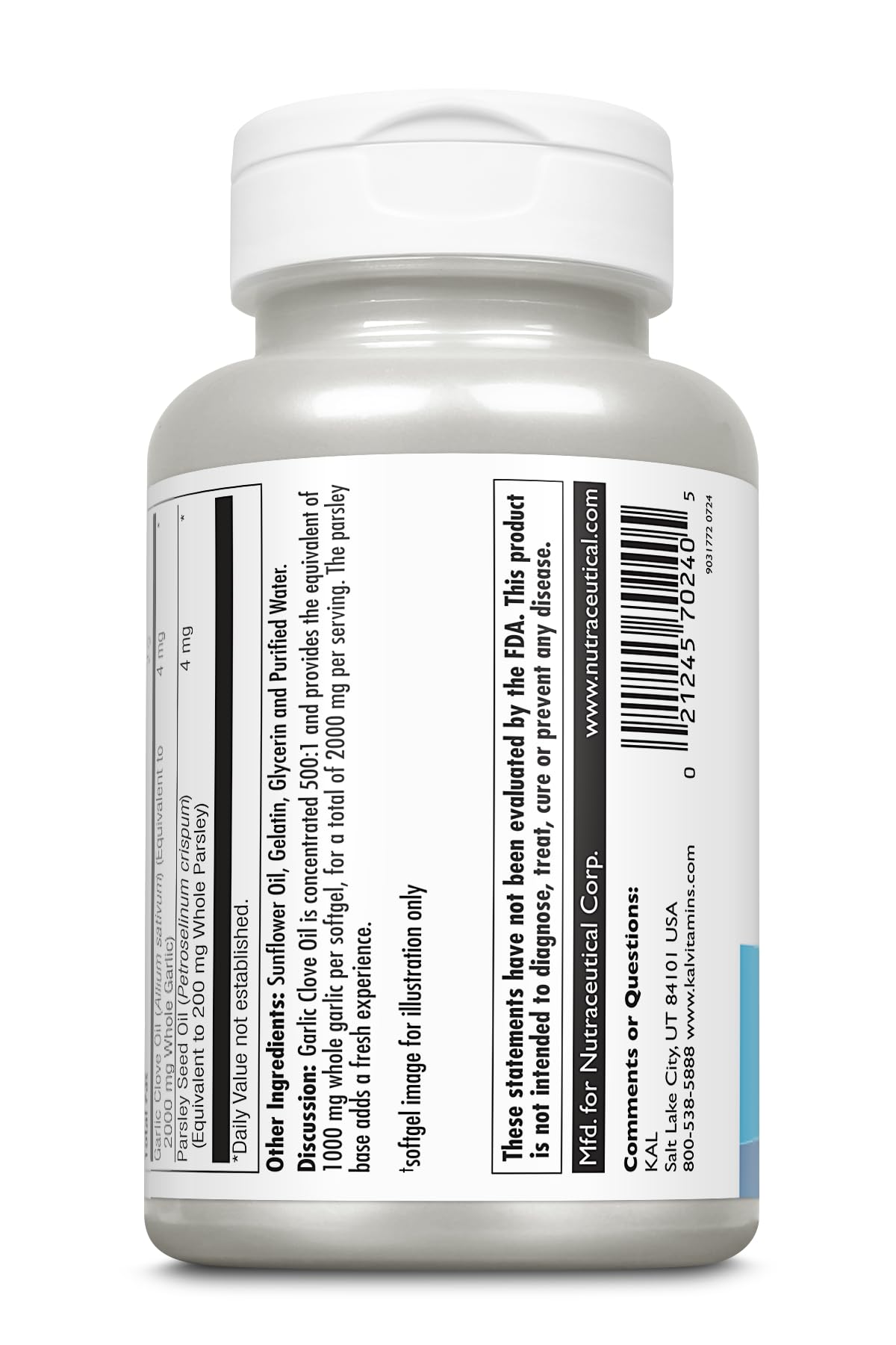 KAL Garlic Oil 2000 Softgels 250 Count