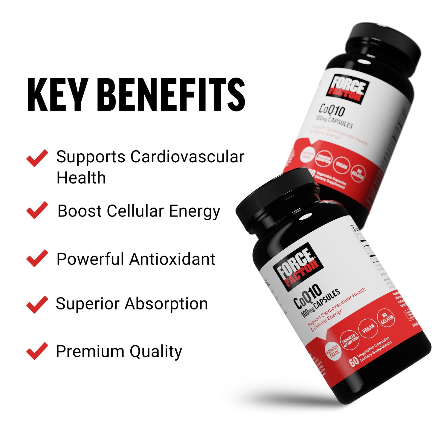 Force Factor CoQ10 100mg Coenzyme Q10 Heart Health Supplement Capsule 60 Count