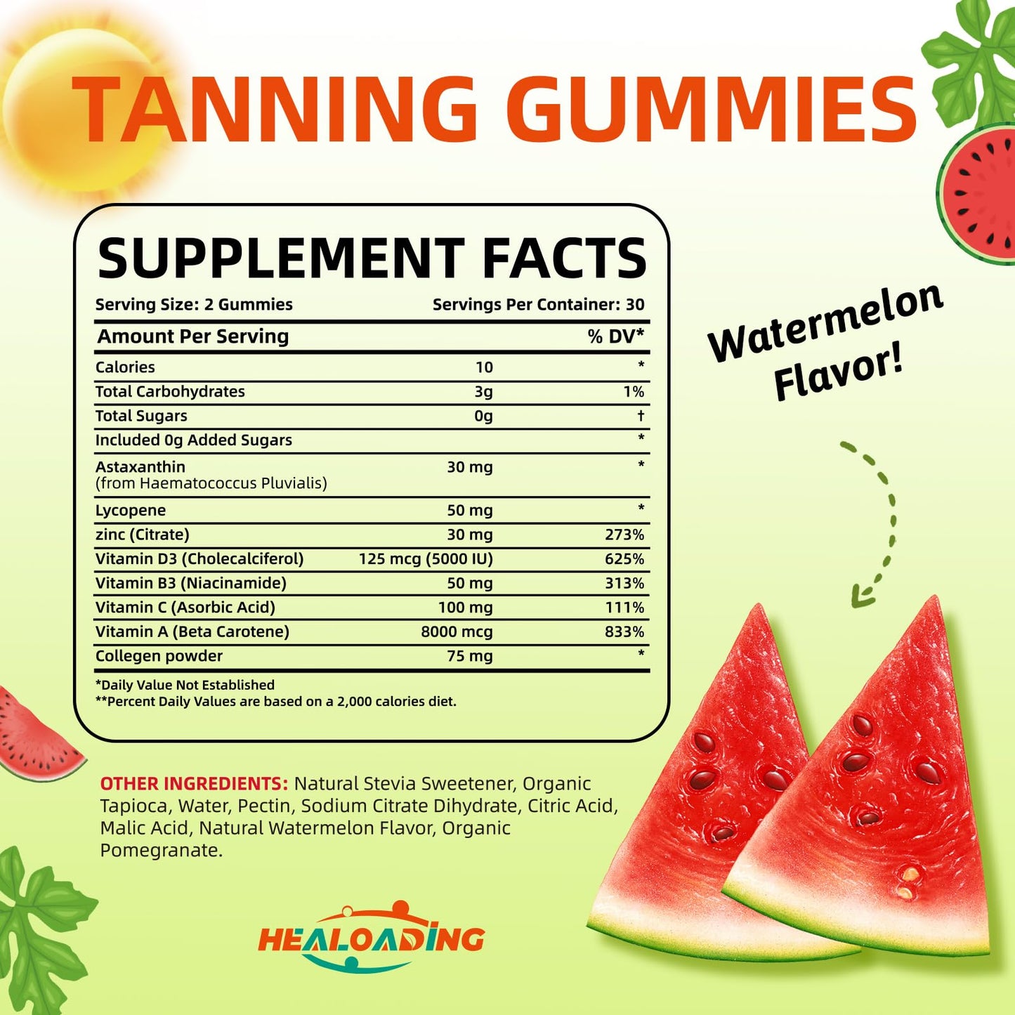 HEALOADING Tanning Gummies 60 Count
