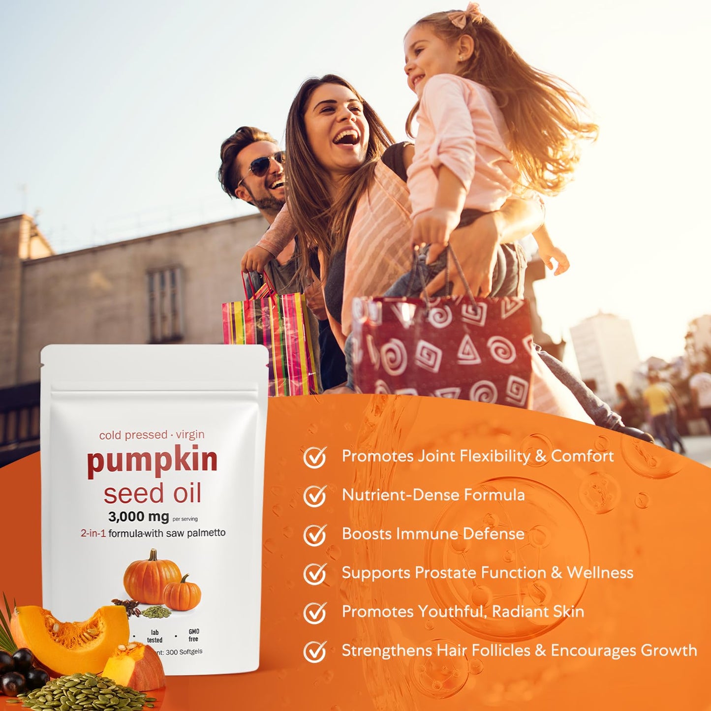 Goldium Pumpkin Seed Oil with Saw Palmetto Softgels 300 Count