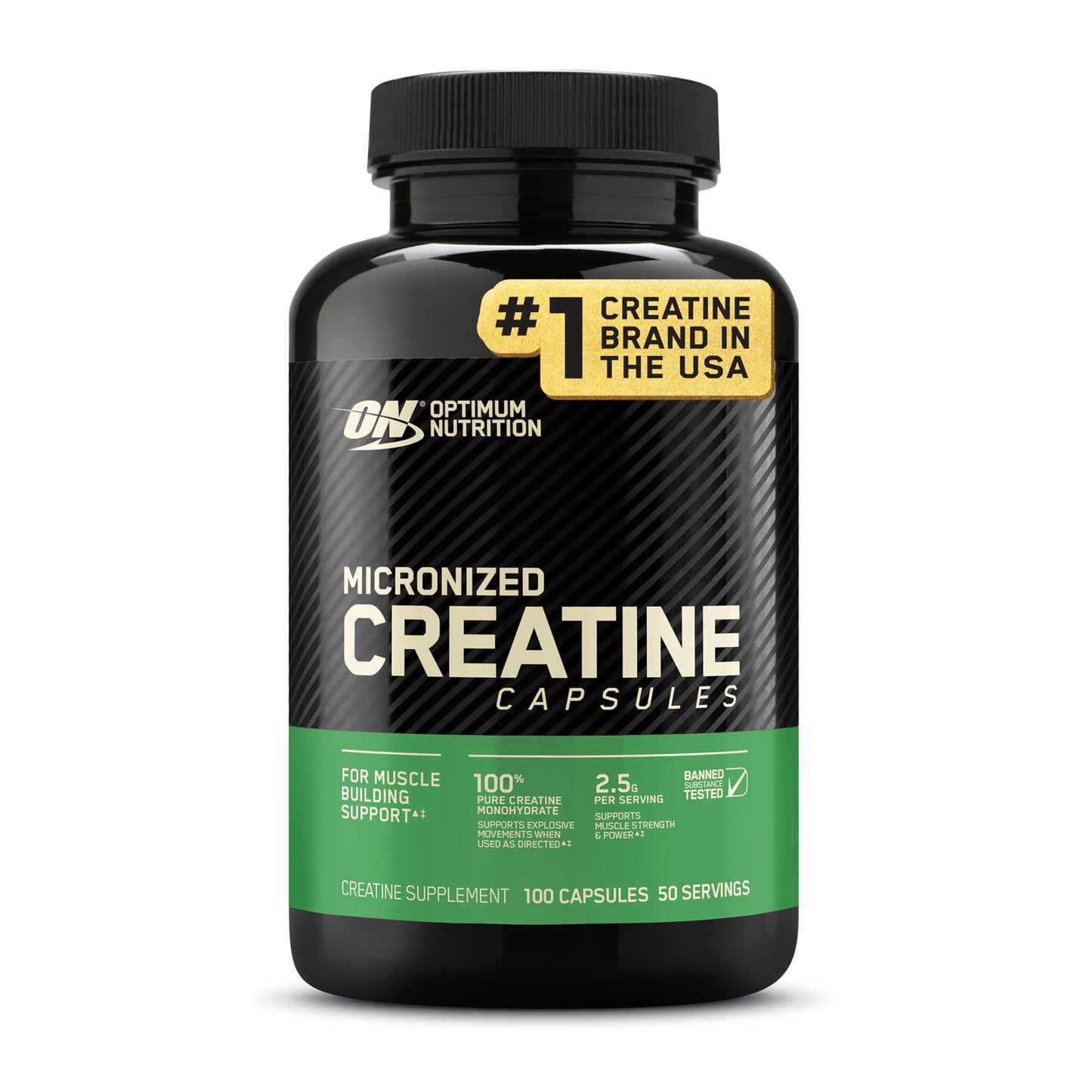 Optimum Nutrition Micronized Creatine Monohydrate Capsules, 100 Capsules