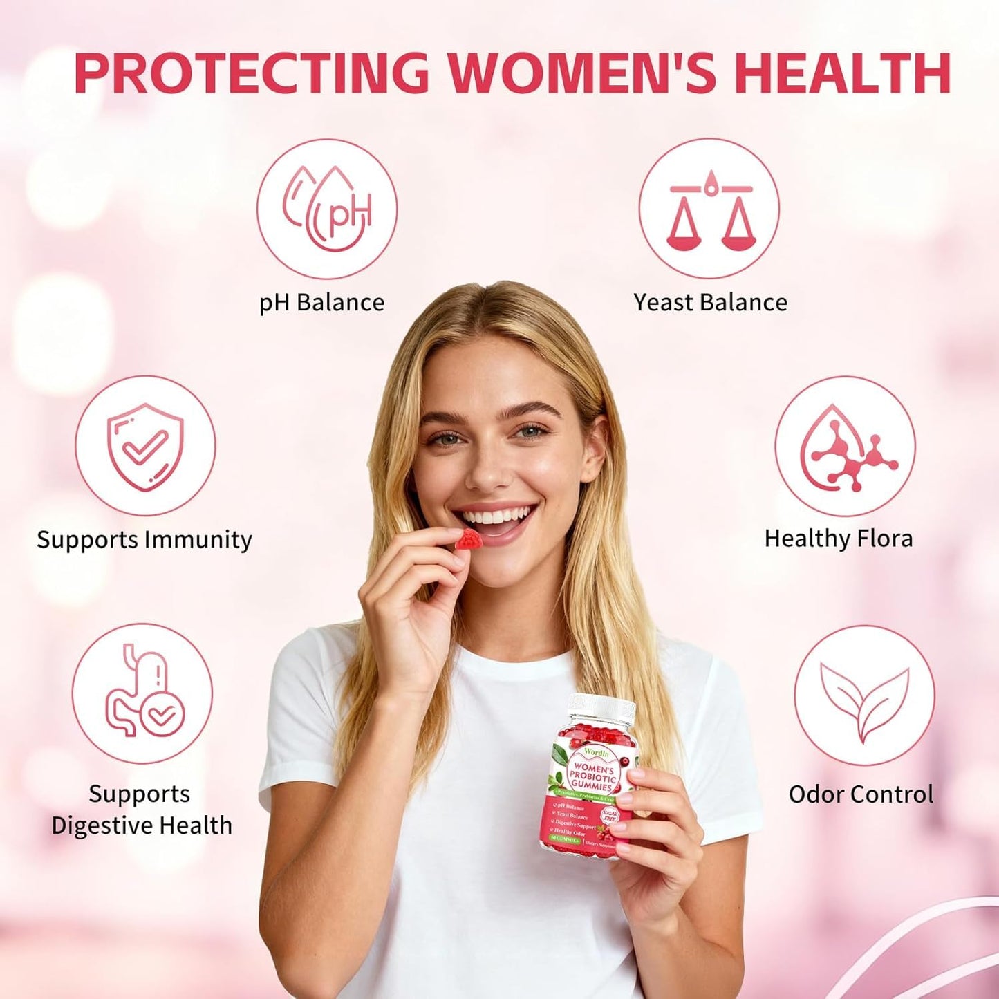 Wordln Women Probiotic Gummies for Feminine Health Gummy 120