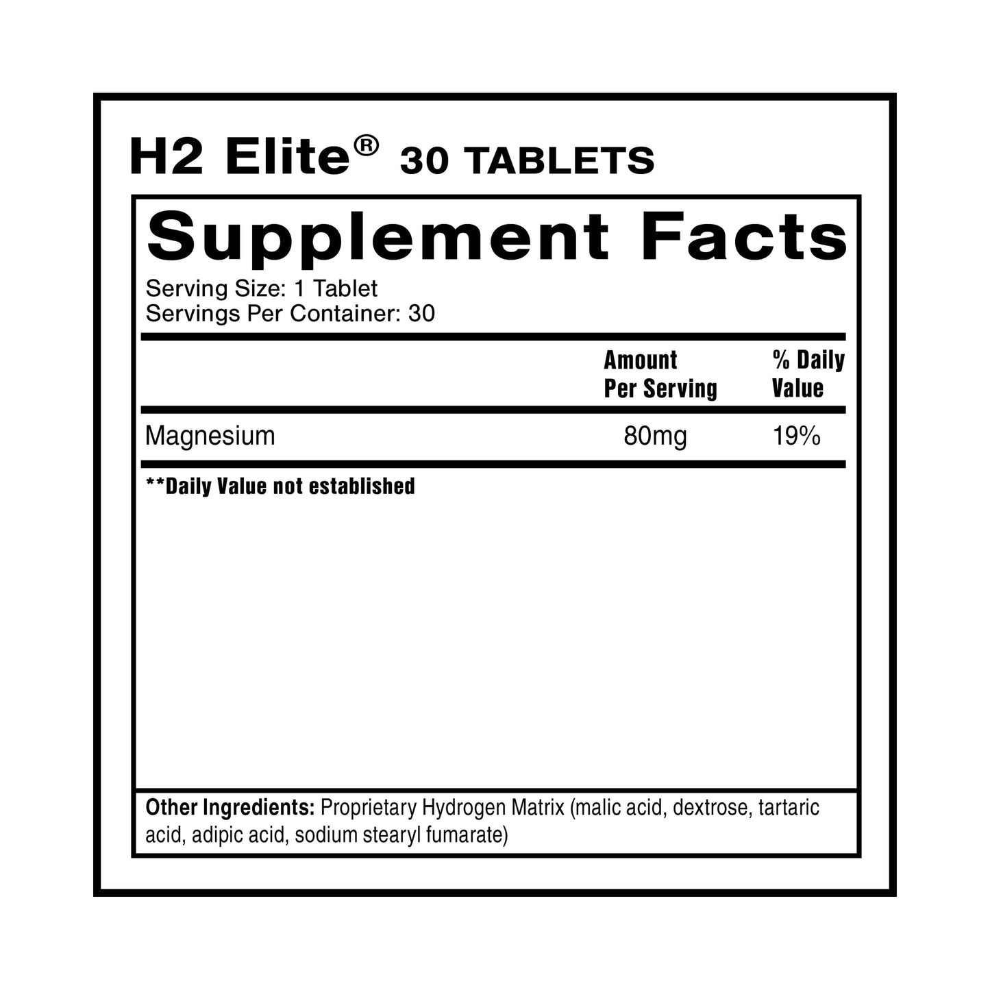 Quicksilver Scientific H2 Elite - Molecular Hydrogen for Energy + Metabolism Support, 30 Tablets