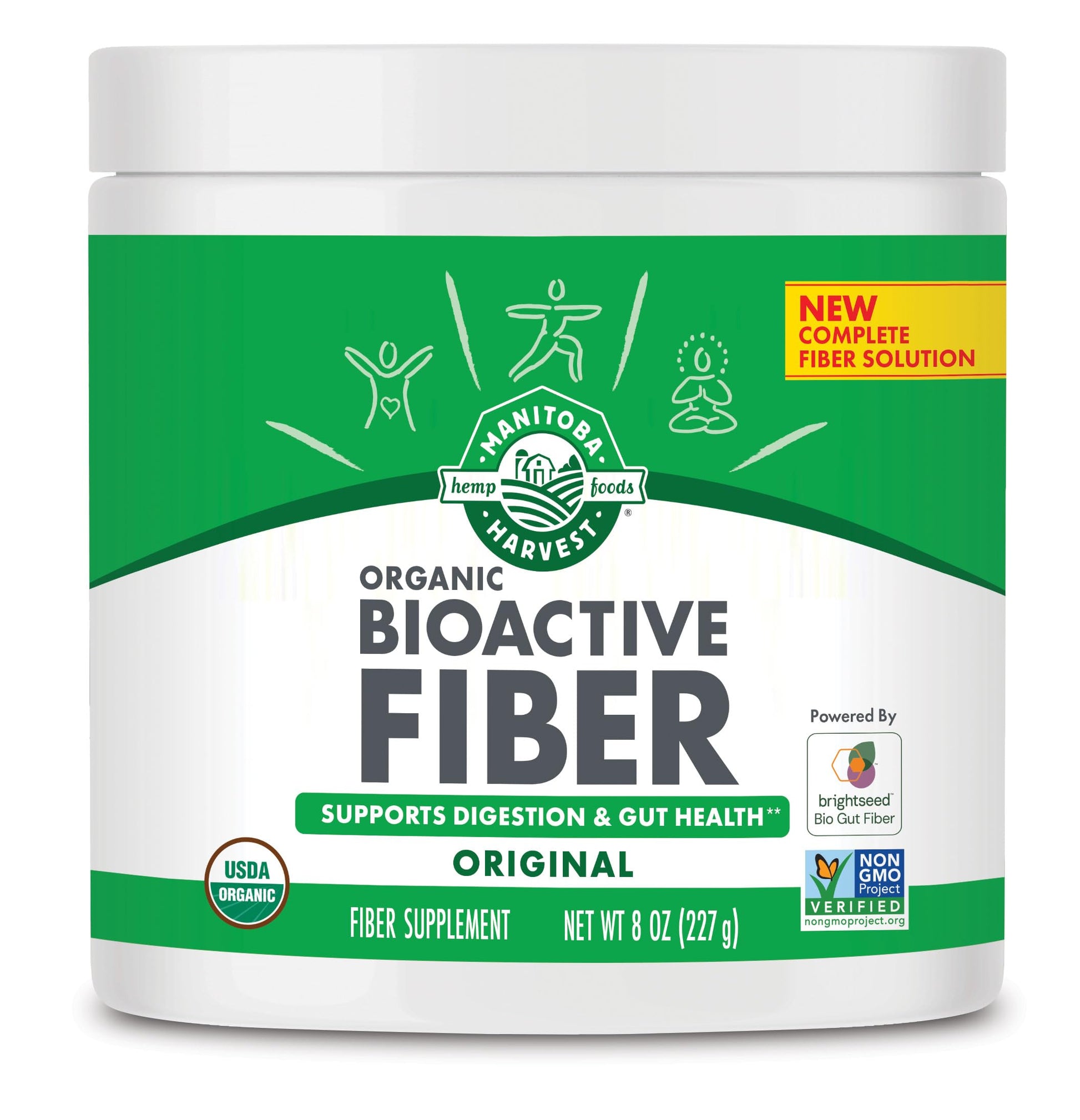 Manitoba Harvest Organic BioActive Fiber Supplement with 6g Fiber per Serving, Digestive Hemp & Psyllium Husk Powder, 8 oz
