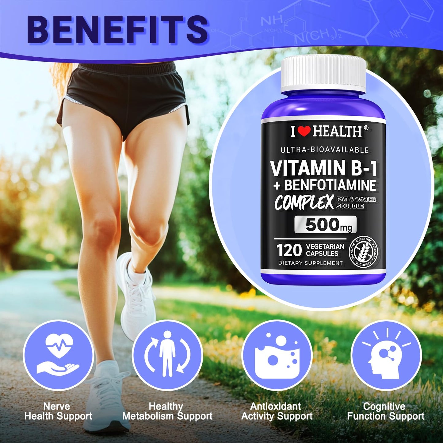 I LOVE HEALTH Benfotiamine 600mg Plus Vitamin B1 20mg, Capsules, 240