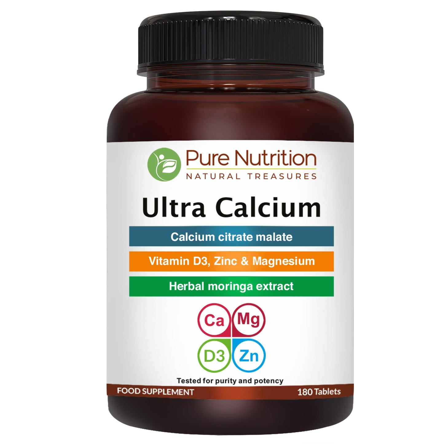 PURE NUTRITION NATURAL TREASURES Calcium Citrate 1000mg Highly Absorbable Calcium Supplement with Calcium Citrate Malate, Vitamin D, Zinc and Magnesium Tablet, 1 Tablet