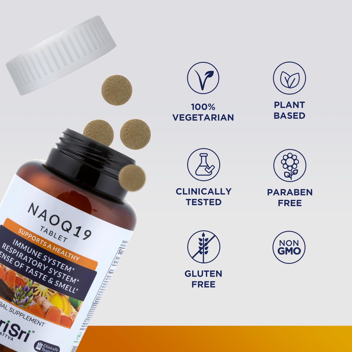 Sri Sri Products NAOQ19 Immunity Support Ayurvedic Herbal Supplement with Ashwagandha, Turmeric, Tulsi, Licorice & Andrographis Capsules, 90 Capsules