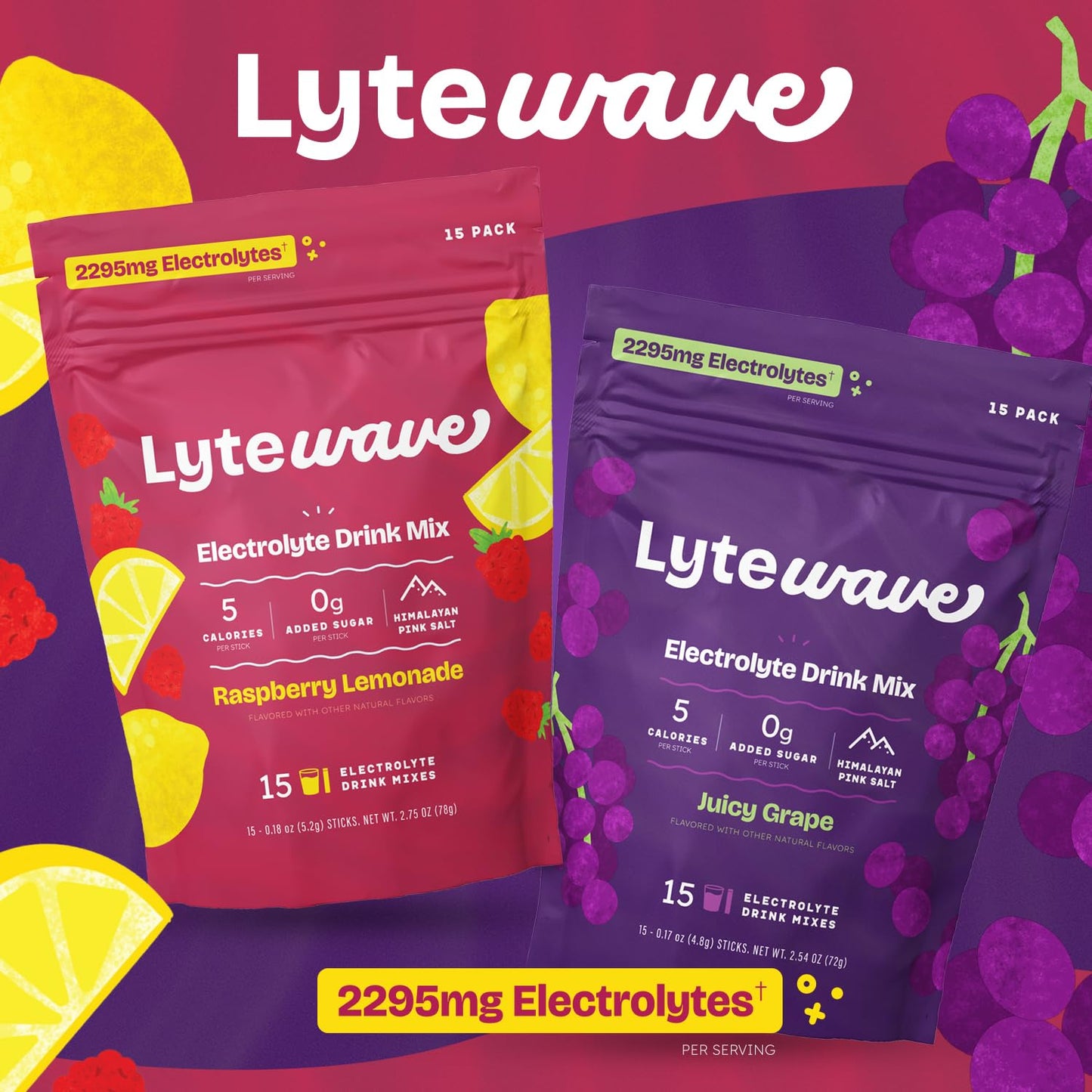 Lizardo Brands, Inc. Lytewave Electrolytes Powder Packets, 2.5 oz