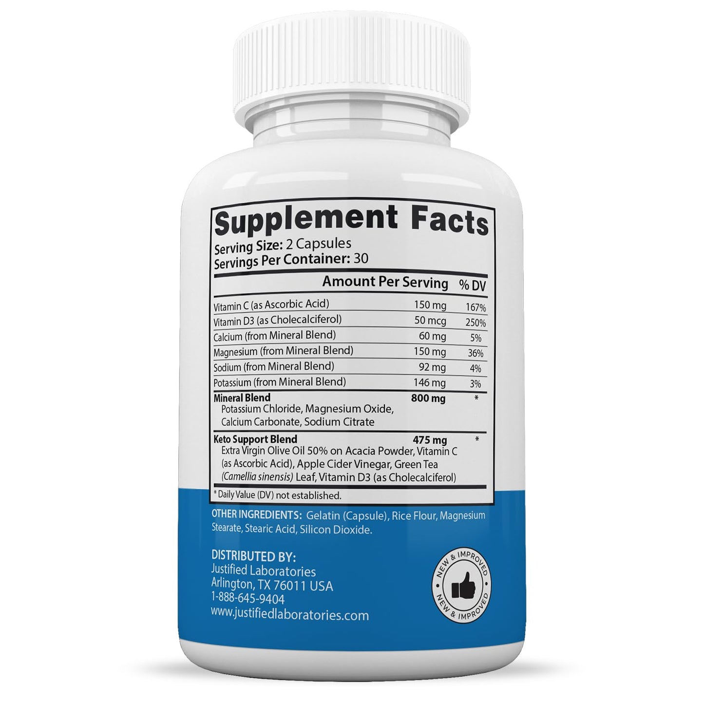 Justified Laboratories Lean Time Keto Pills 1275MG Capsule, 60 Count