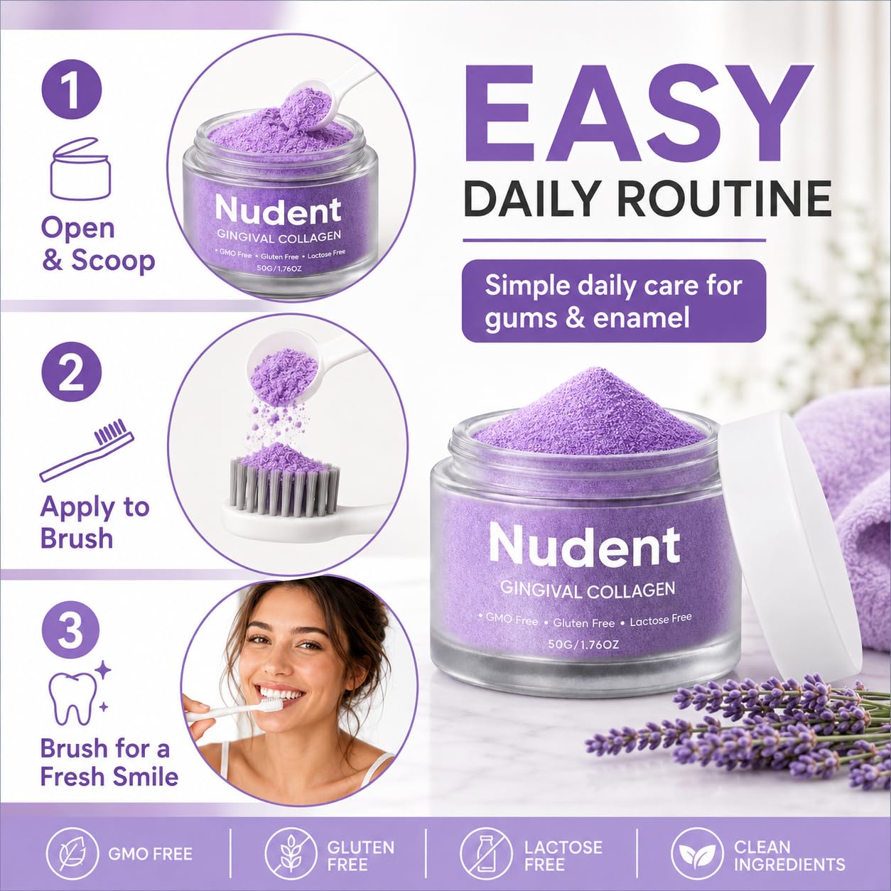 NUDENT Collasmile Collagen Powder, 1 Ounce