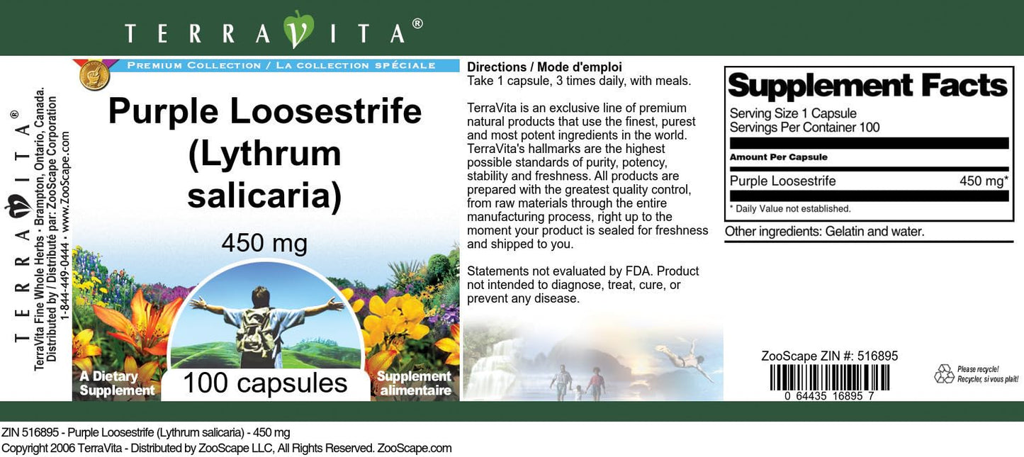 Terravita Purple Loosestrife (Lythrum salicaria) Capsules 100 Count
