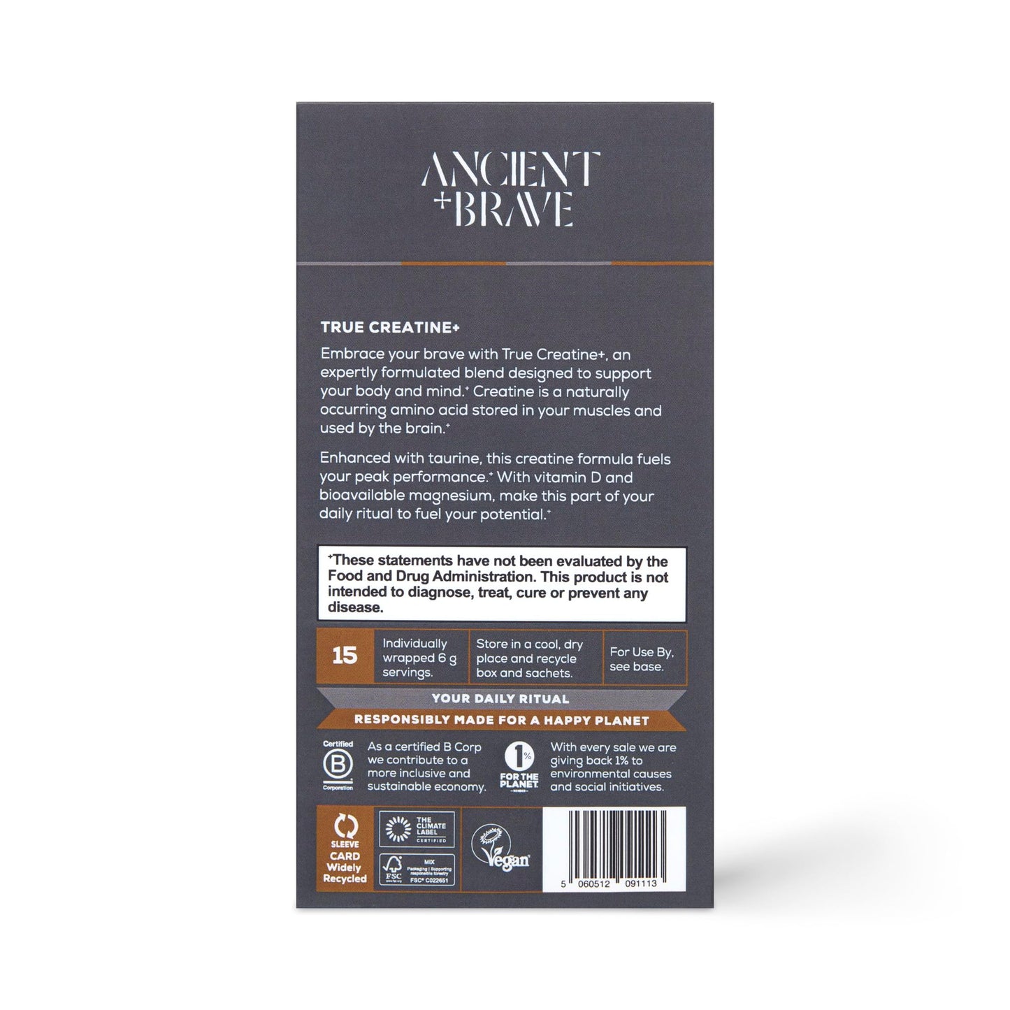 Ancient + Brave True Creatine+ Powder, 3.15 oz