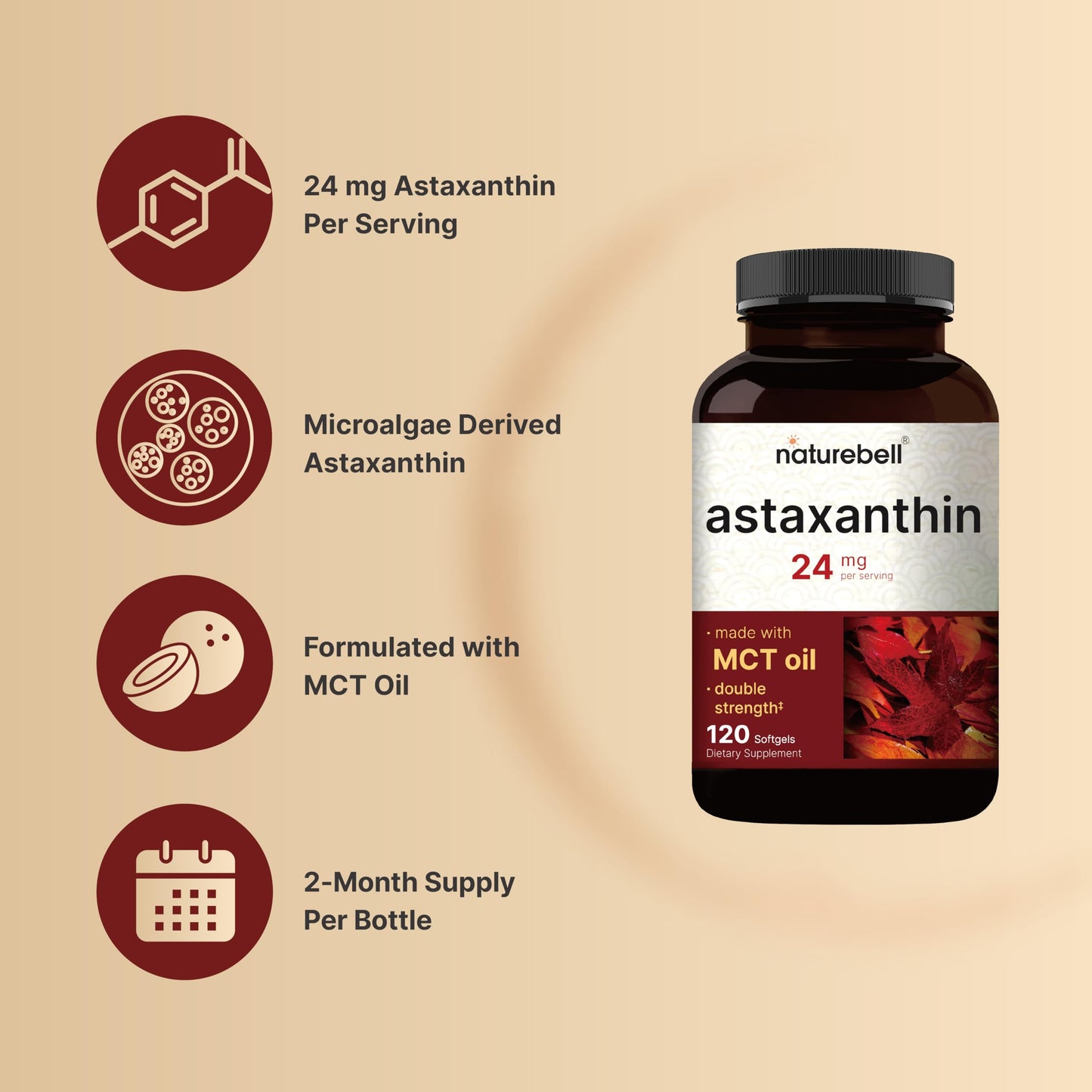 NatureBell Astaxanthin 24 mg Softgels, 120 Count