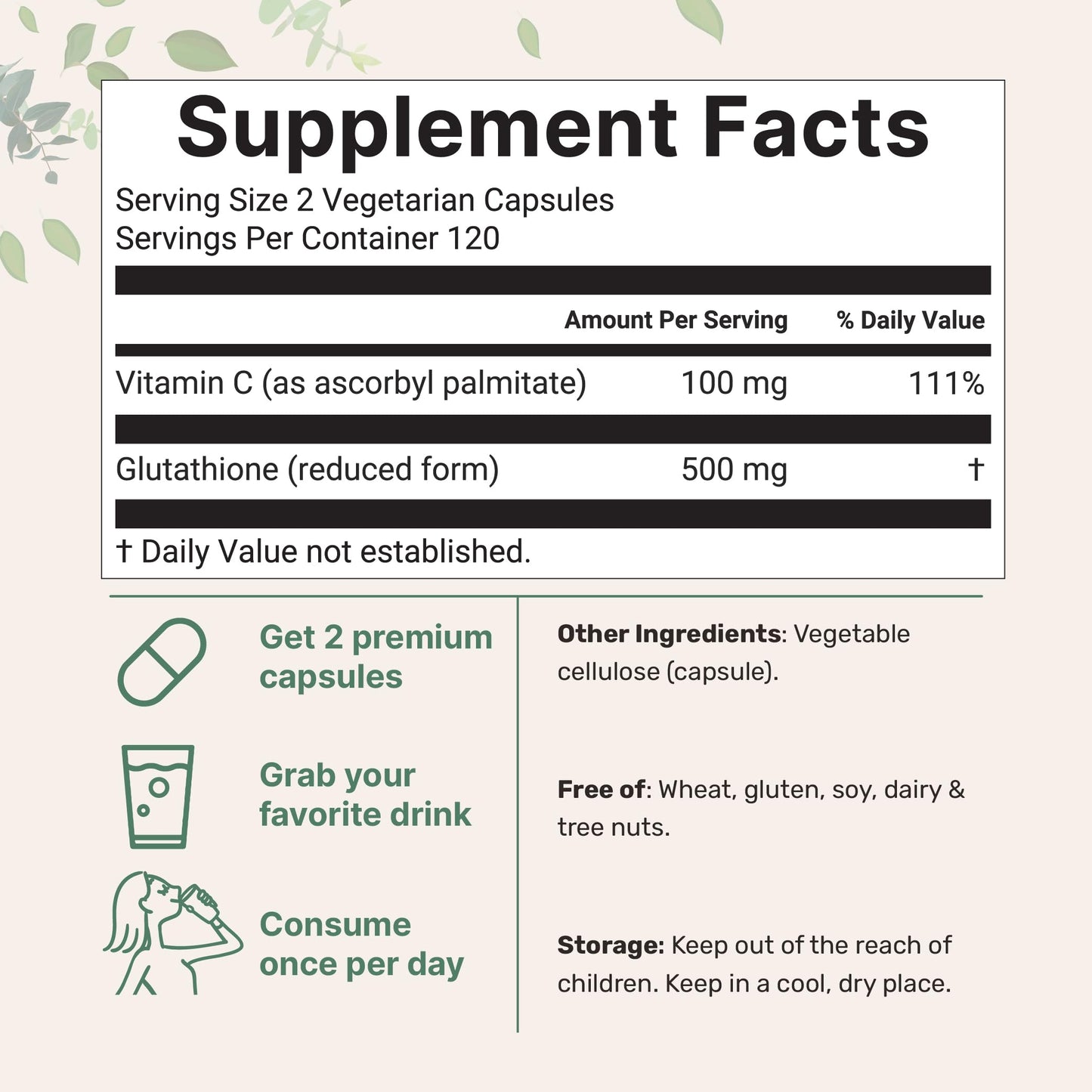 Micro Ingredients Glutathione 500mg with 100mg Vitamin C Capsule, 240 Count