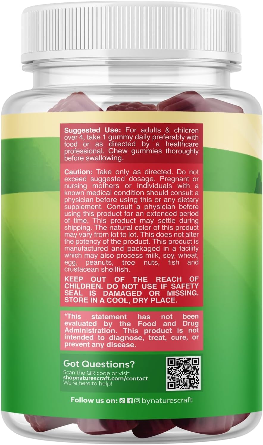 Natures Craft Sambucus Elderberry Gummies for Kids with Zinc and Vitamin C, Immune Support, 90 Count