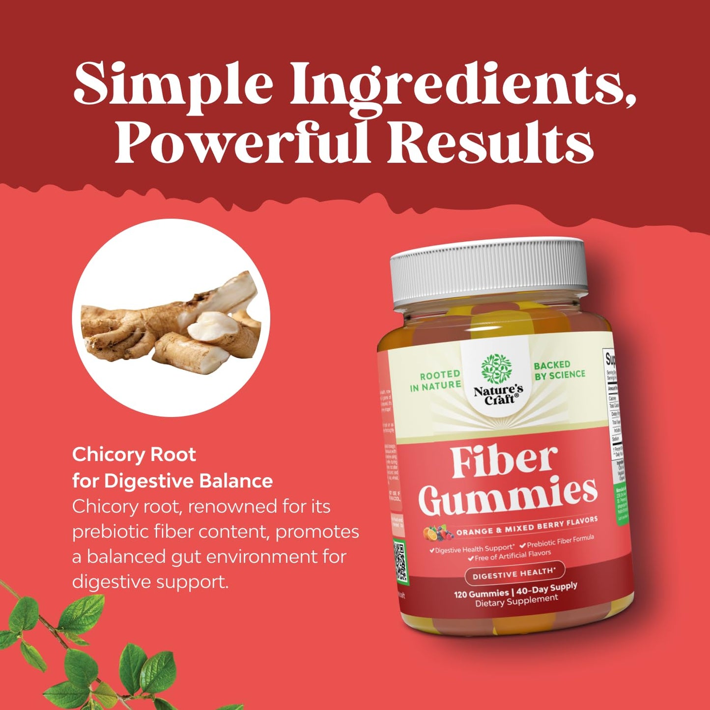 Natures Craft Prebiotic Fiber Gummies for Adults Gummy 120 Count