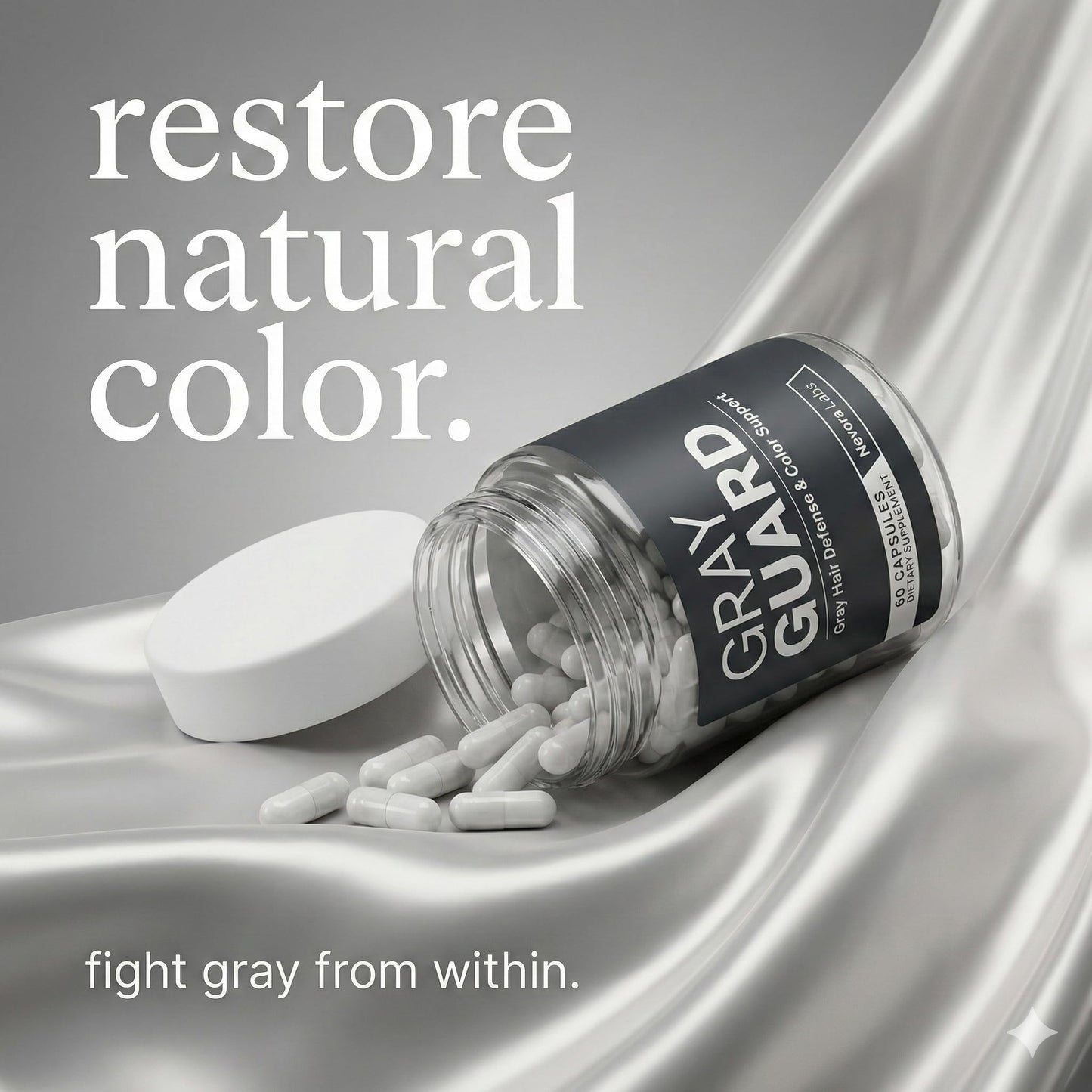 Nevora Labs Gray Guard Anti Grey Hair Supplements with Catalase – Support for Gray Hair & Melanin Haircare – Natural Pigment Restoration Formula for Men & Women, Capsule, 60