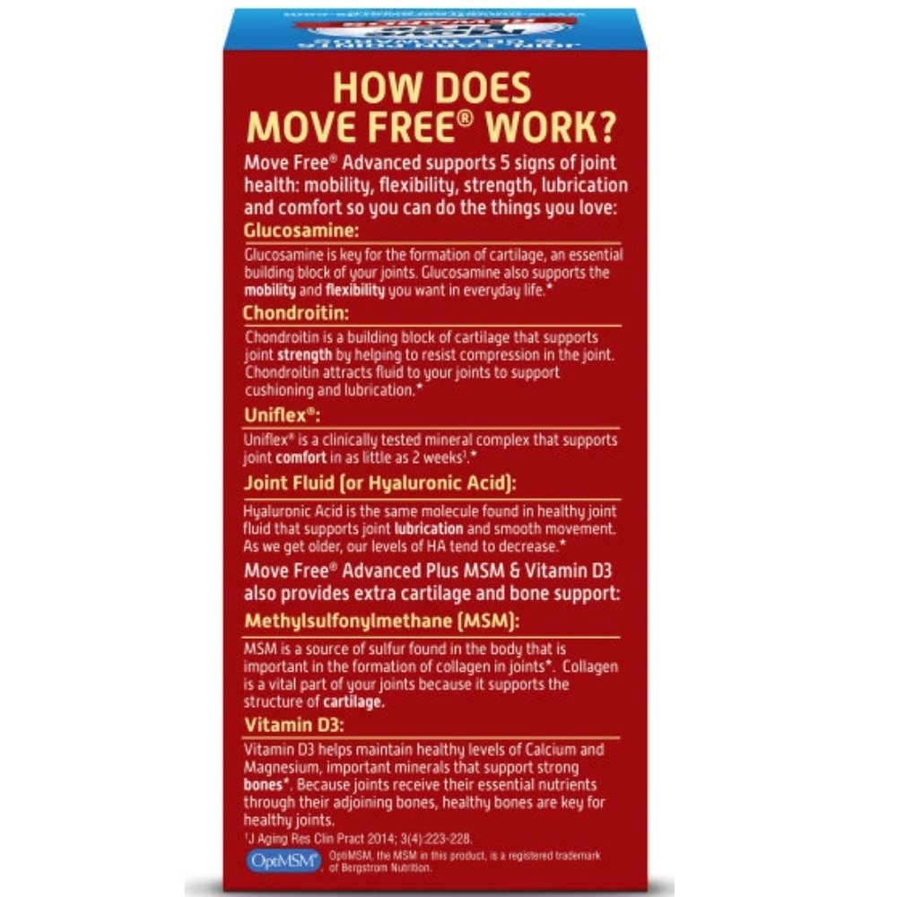 Schiff Move Free Advanced Plus MSM and Vitamin D3 Joint Health Supplement with Glucosamine and Chondroitin 240 Tablets