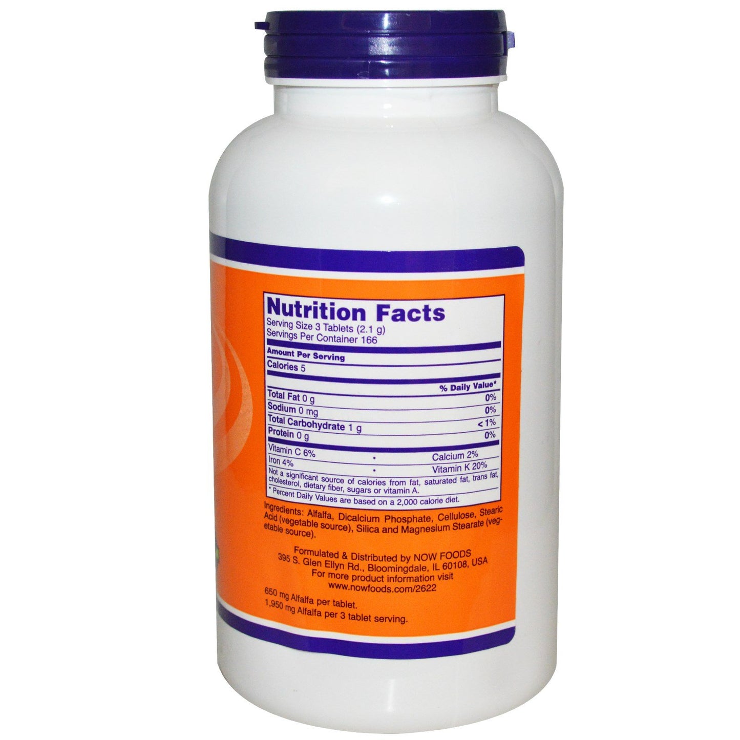 NOW Foods Alfalfa 650 mg Tablets, 1000 Count