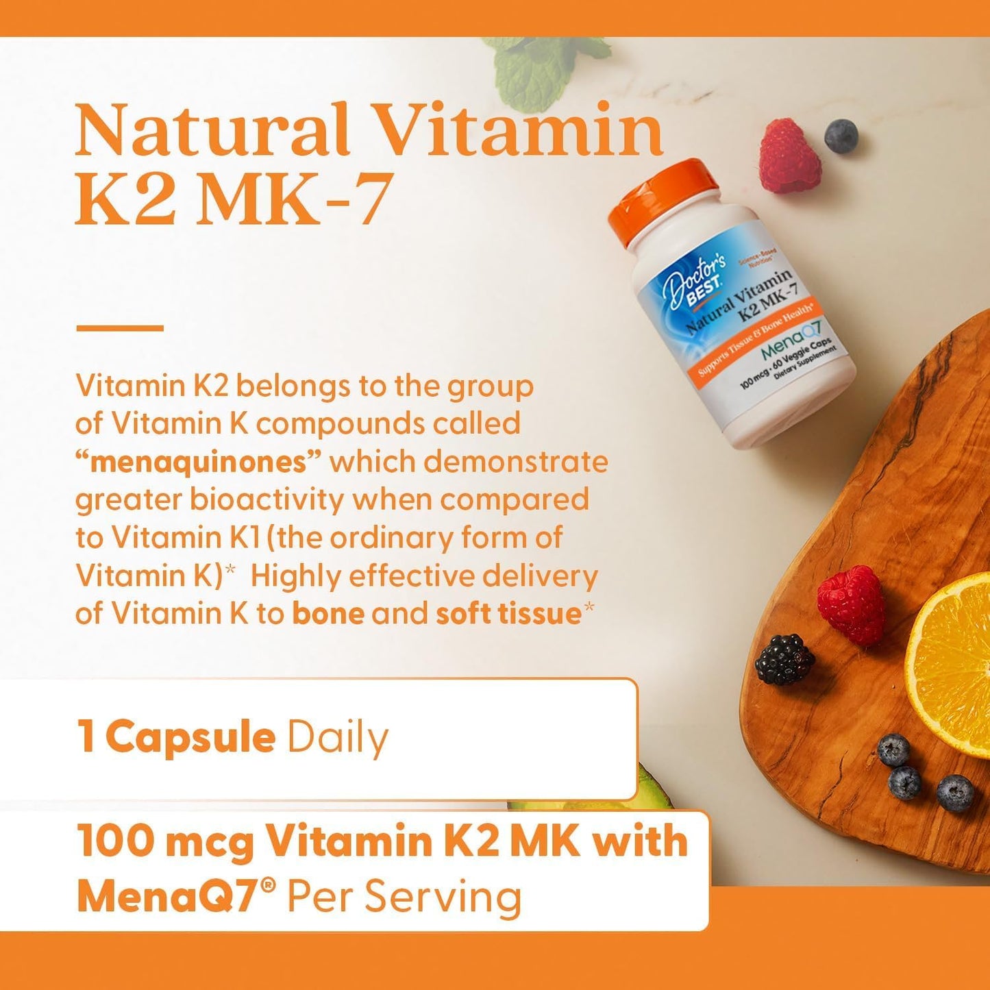 Doctor's Best Vitamin K2 MK7 Capsule, 60 Veg Caps