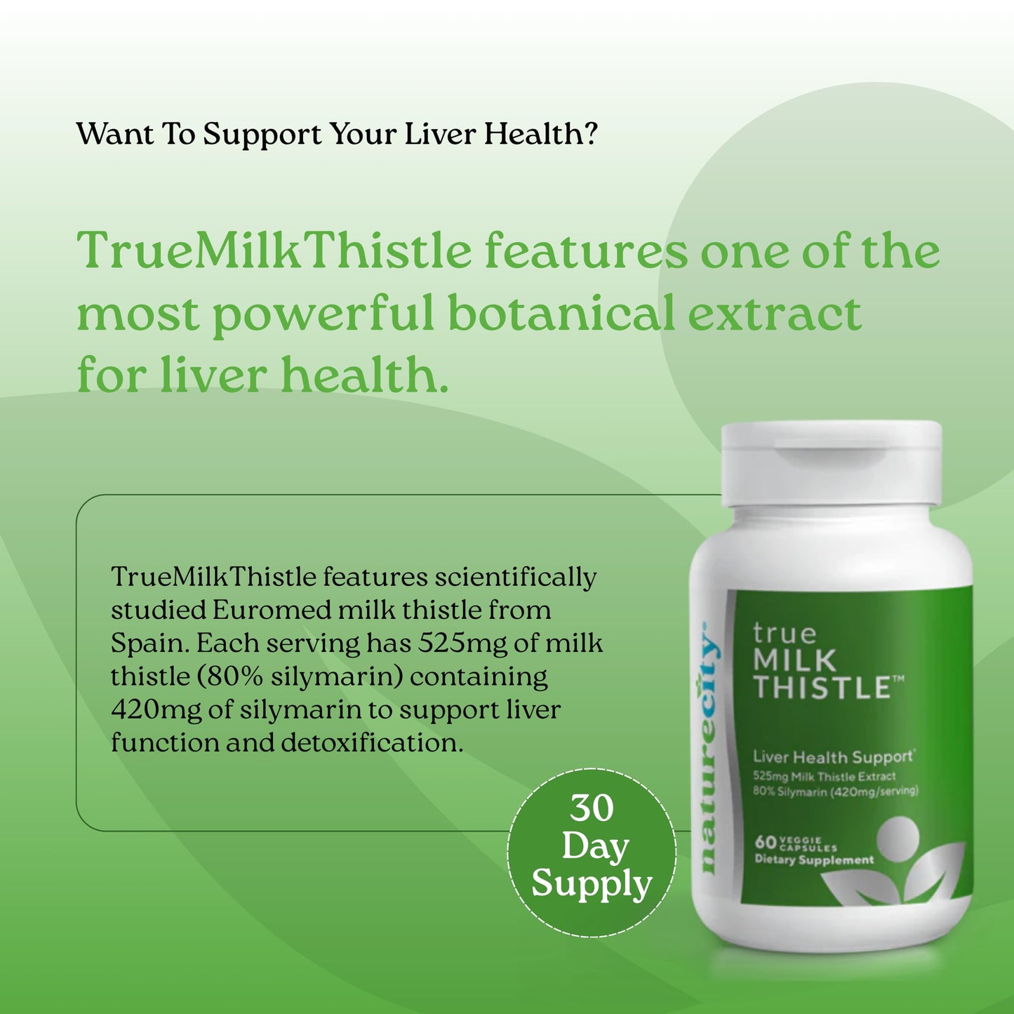 NatureCity Milk Thistle Supplement 525mg 60 Capsules