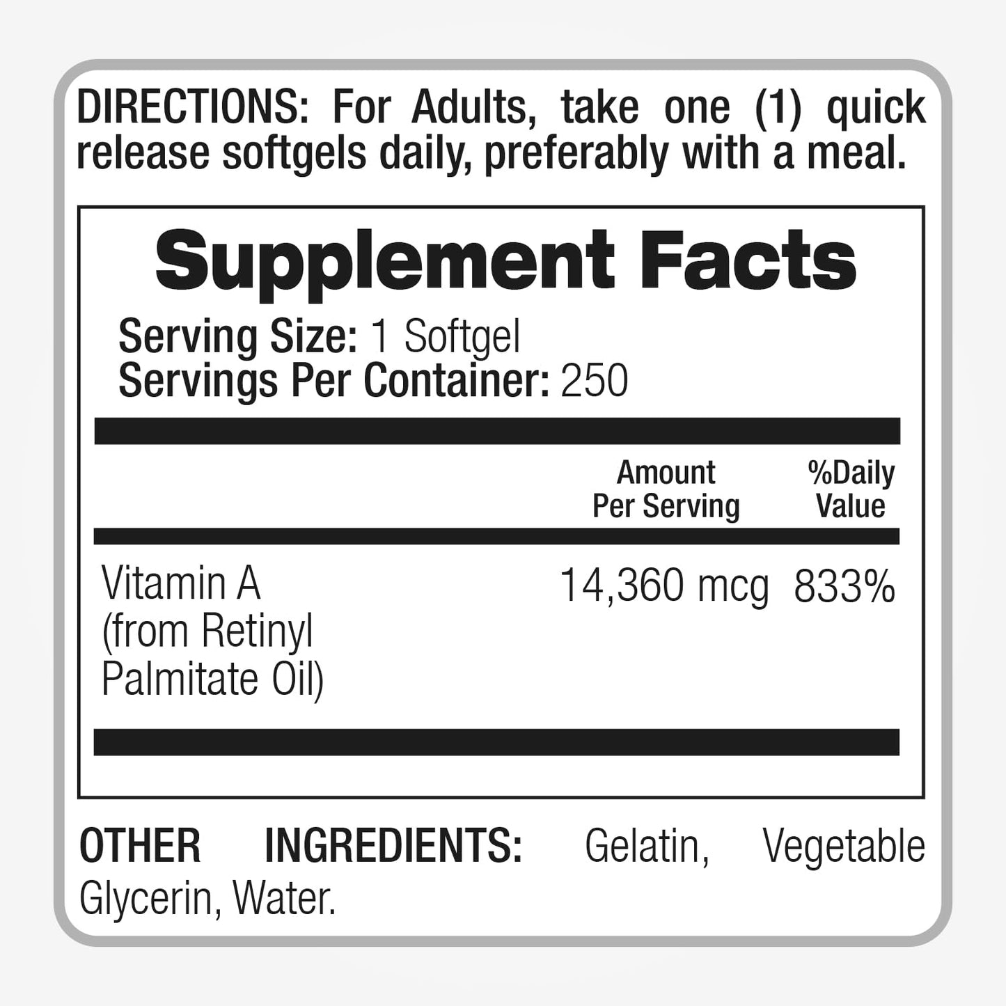 FITO MEDIC'S Vitamin A 25000 IU Softgels, 250 Softgels