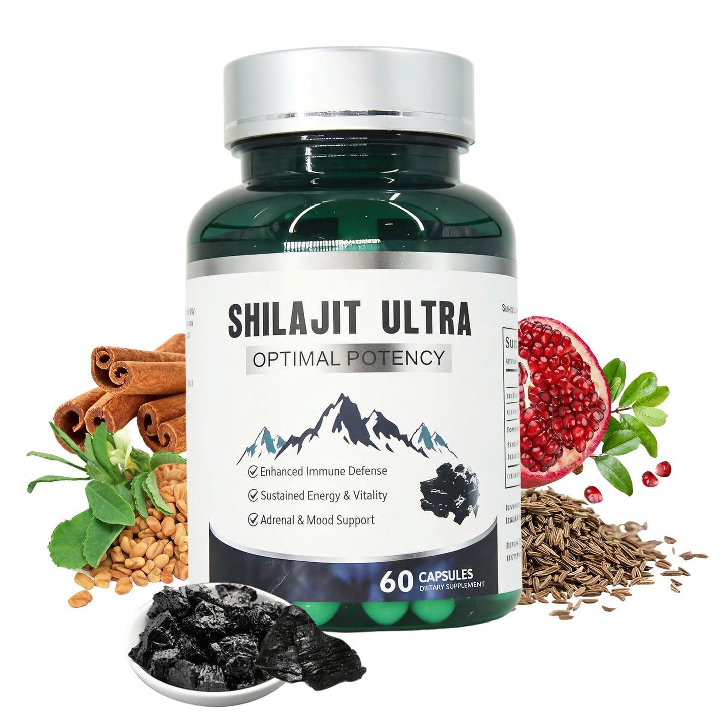 KEGECOL Shilajit Capsules 1,300mg with 50% Fulvic Acid & L-Arginine – Stamina, Energy & Immune Support, 60 Capsules