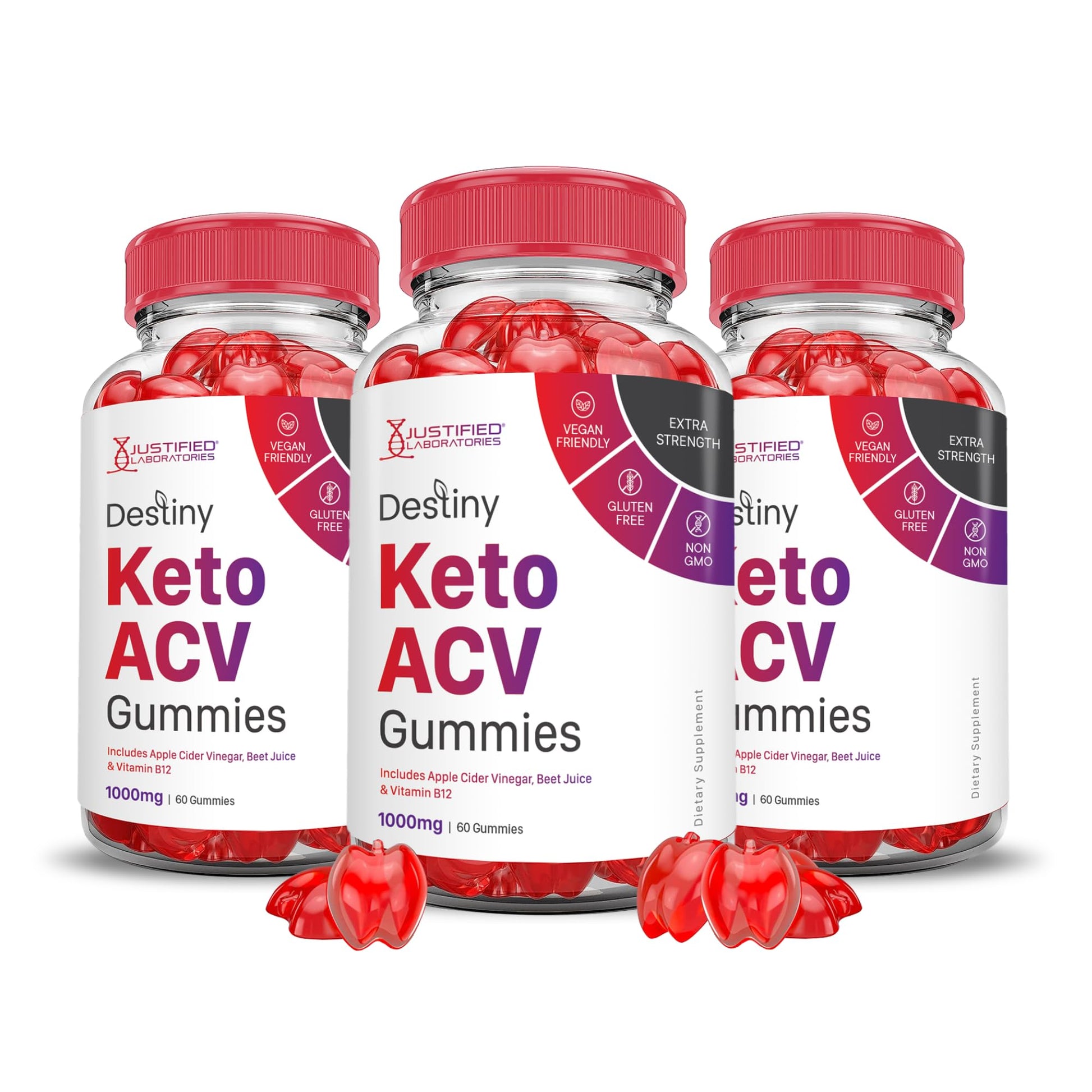 Justified Laboratories Destiny Keto ACV Gummies 180 Gummies