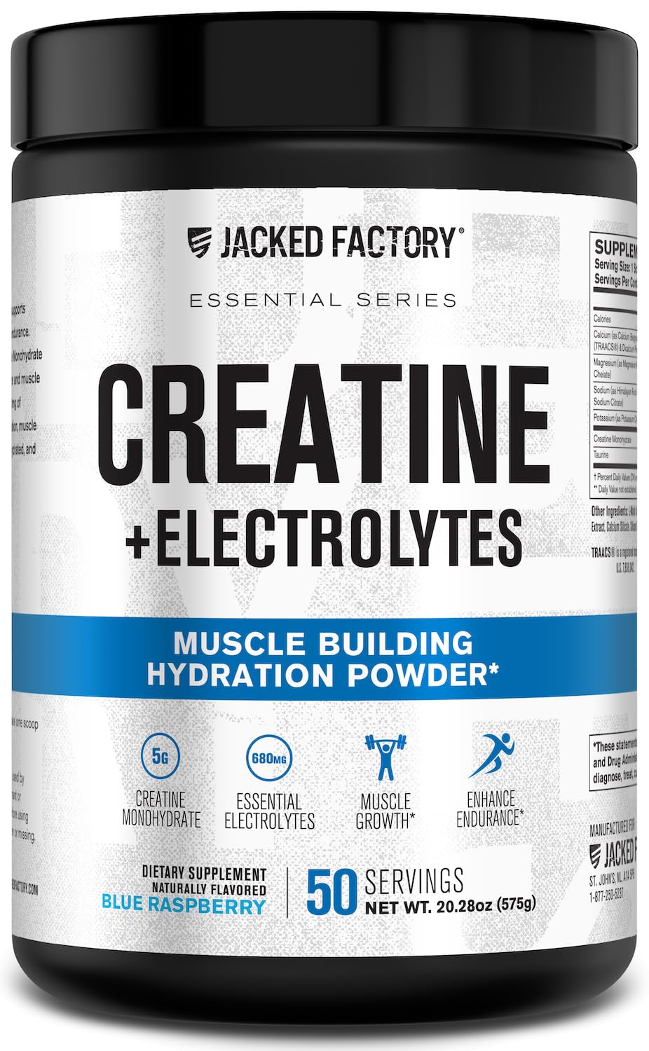 Jacked Factory Creatine Monohydrate + Electrolytes Powder, 50 Servings