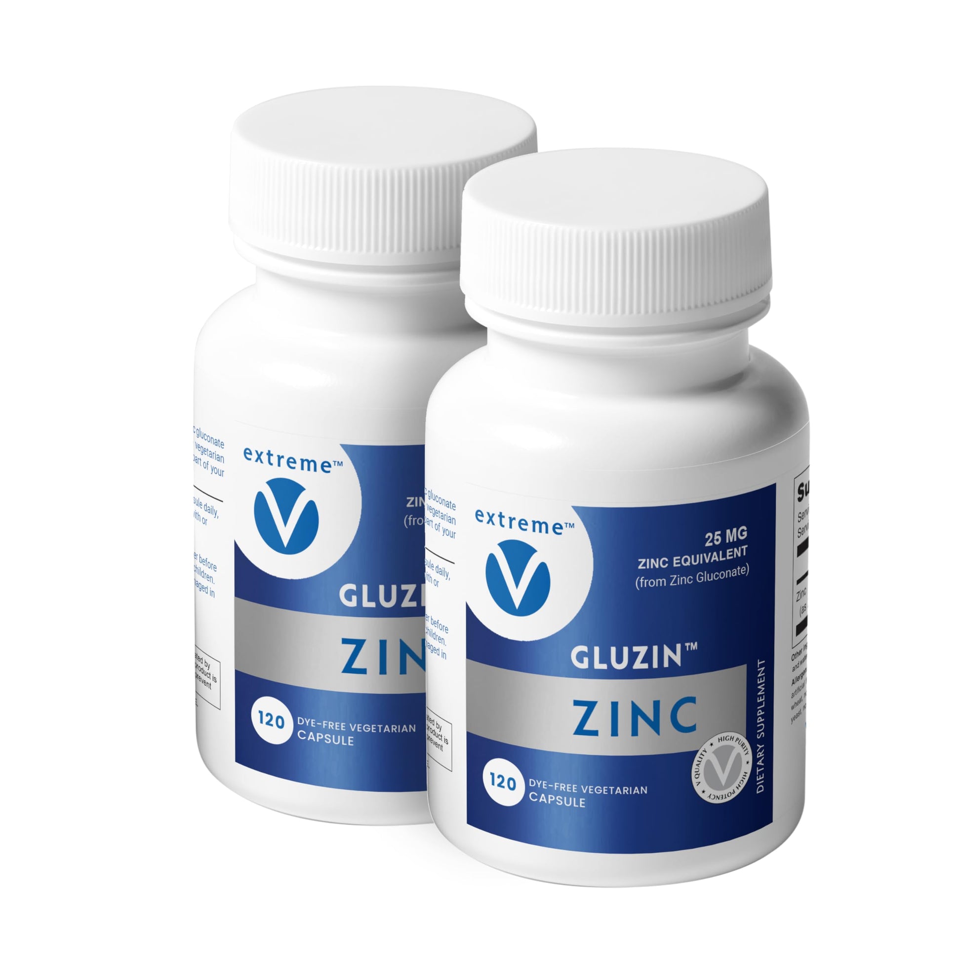 Extreme V Zinc MG25 Elemental Zinc Gluconate Capsules 120 Capsules