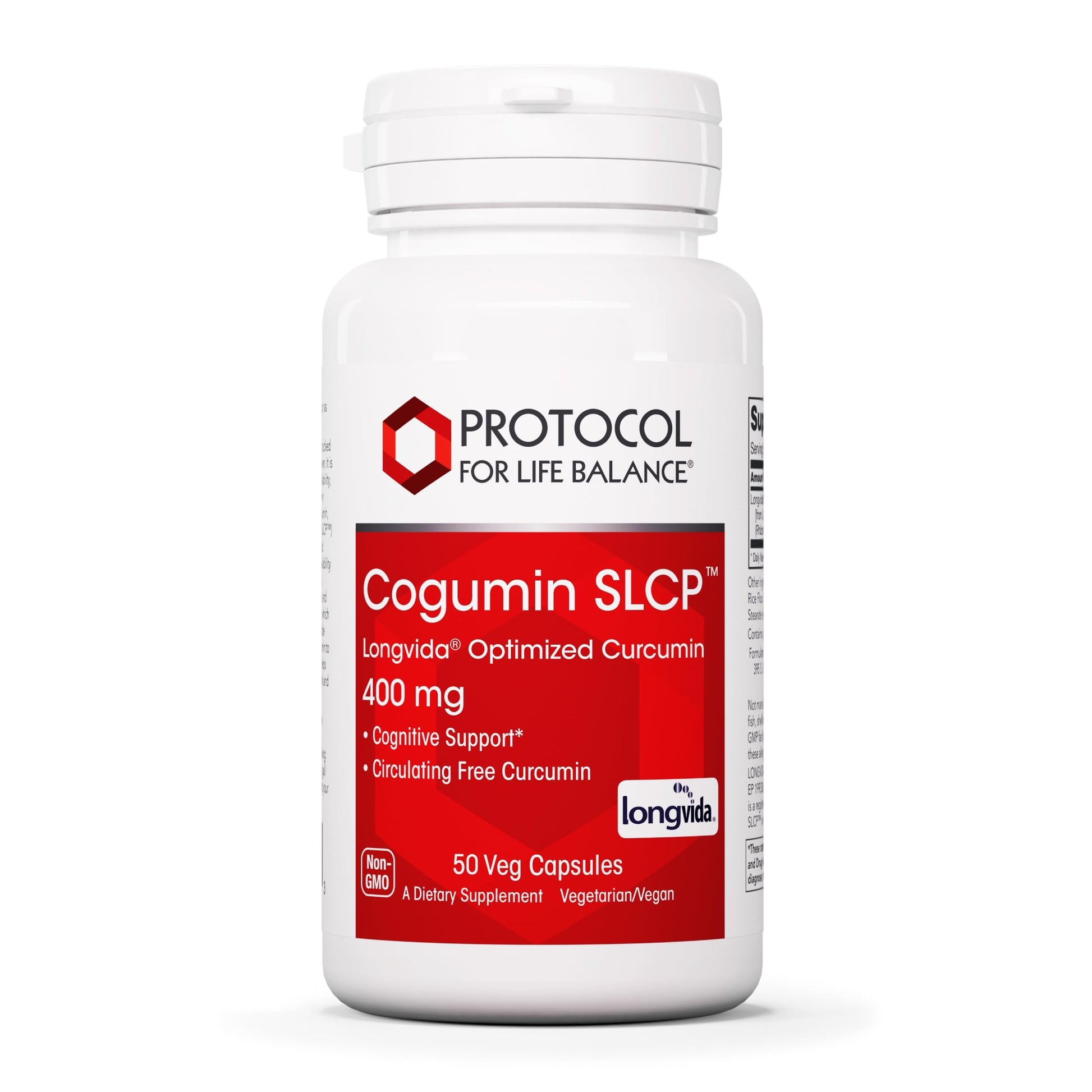 Protocol for Life Balance Cogumin SLCP 400mg Curcumin - Neurological Support* - with Curcuma Longa Extract - Cognitive Support Supplement* - Vegan-Friendly & Non-GMO, 50 Veg Capsules