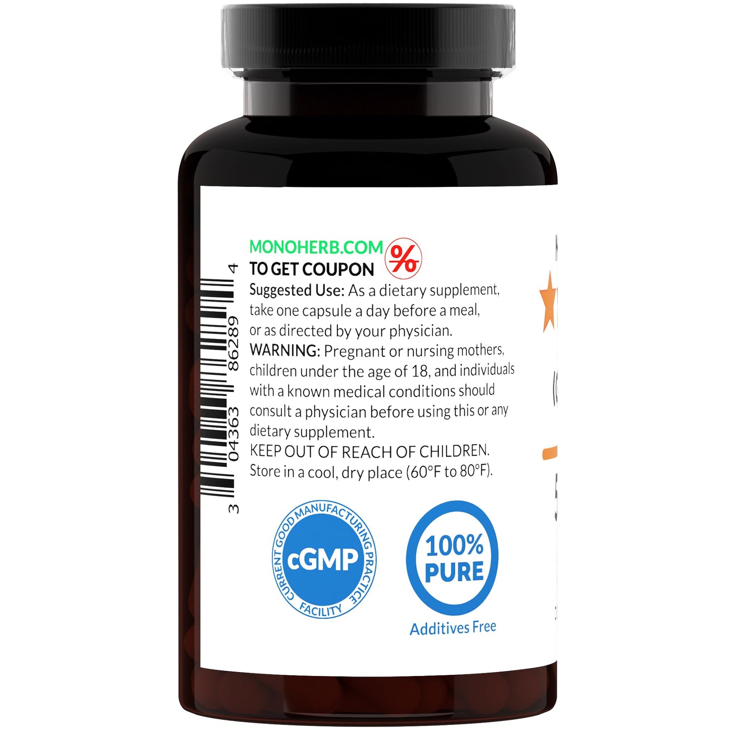 MONOHERB Gokhru - Gokshura 10:1 Extract - 500 mg per Capsule, 180 Capsules